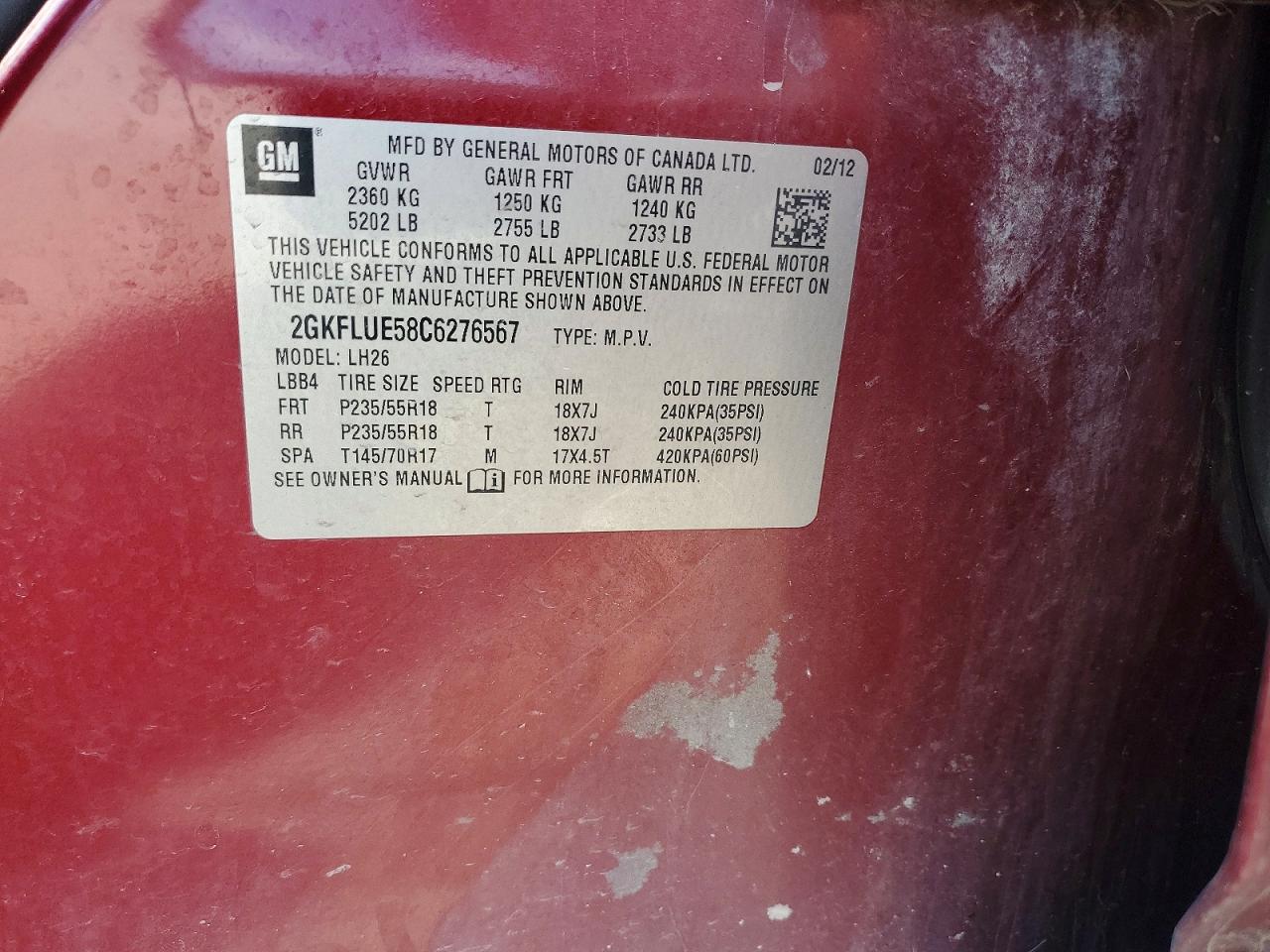 2012 Gmc Terrain Slt Maroon vin: 2GKFLUE58C6276567