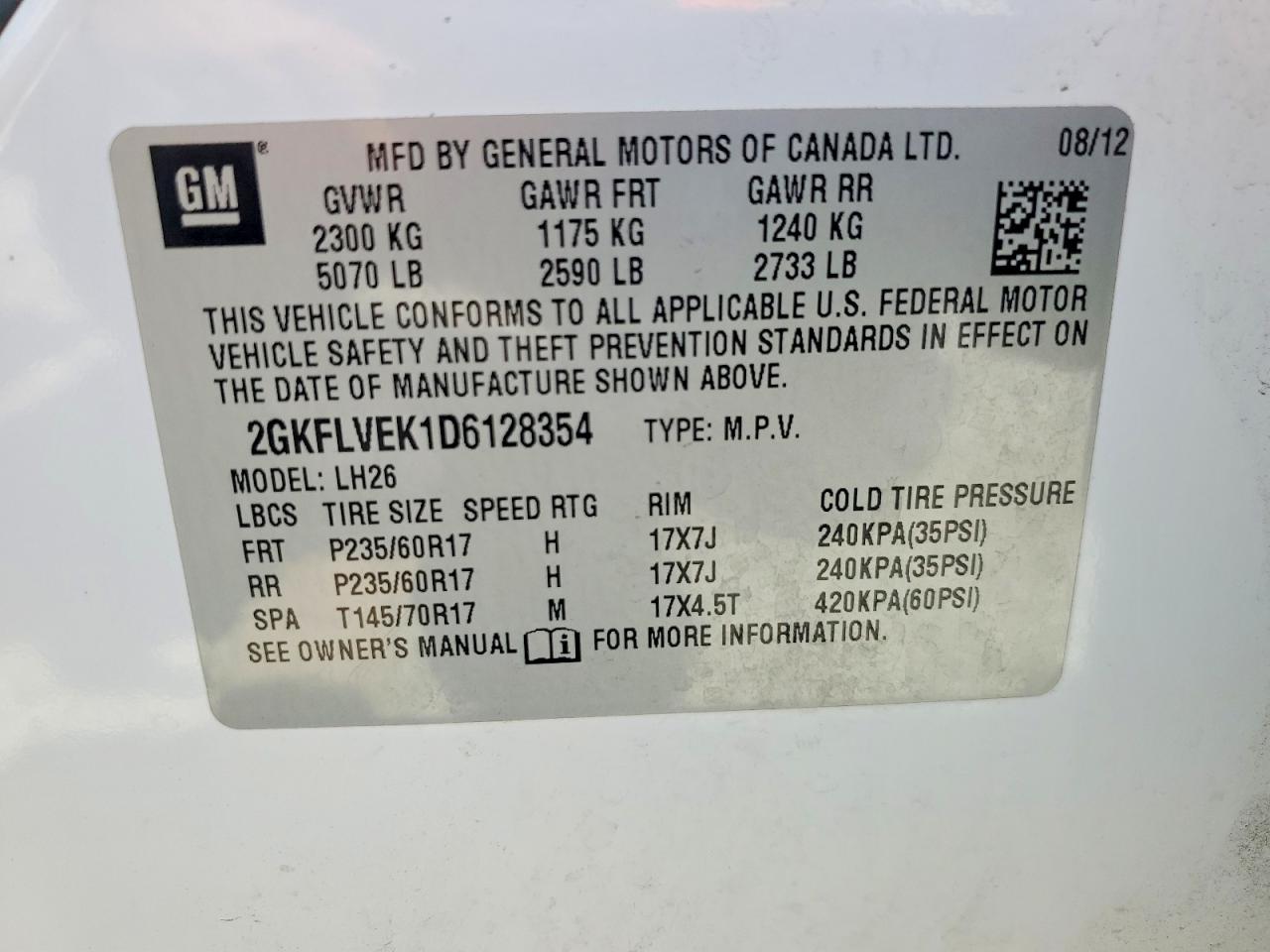 2013 Gmc Terrain Slt White vin: 2GKFLVEK1D6128354