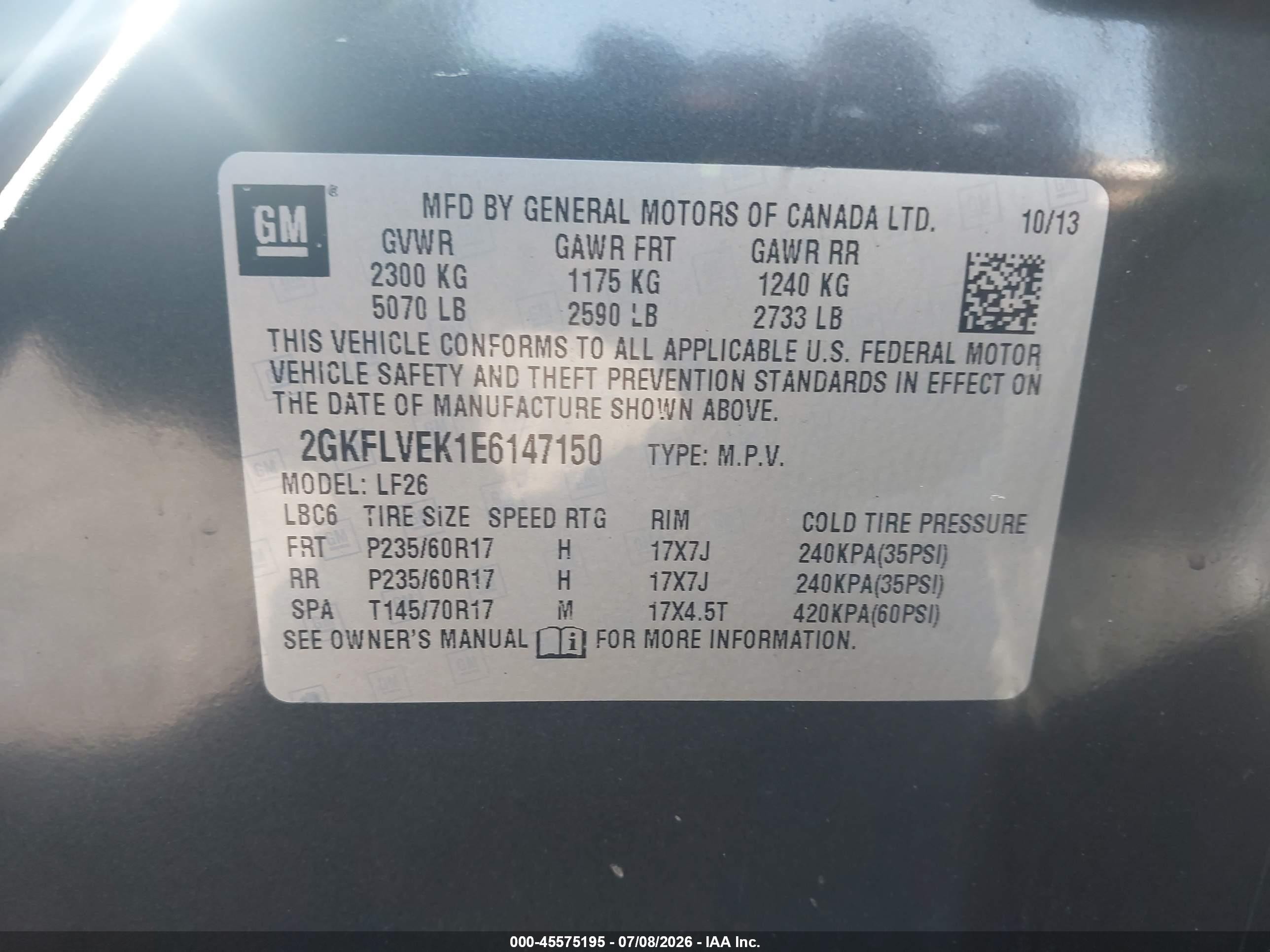 2014 Gmc Terrain Sle-1 Black vin: 2GKFLVEK1E6147150