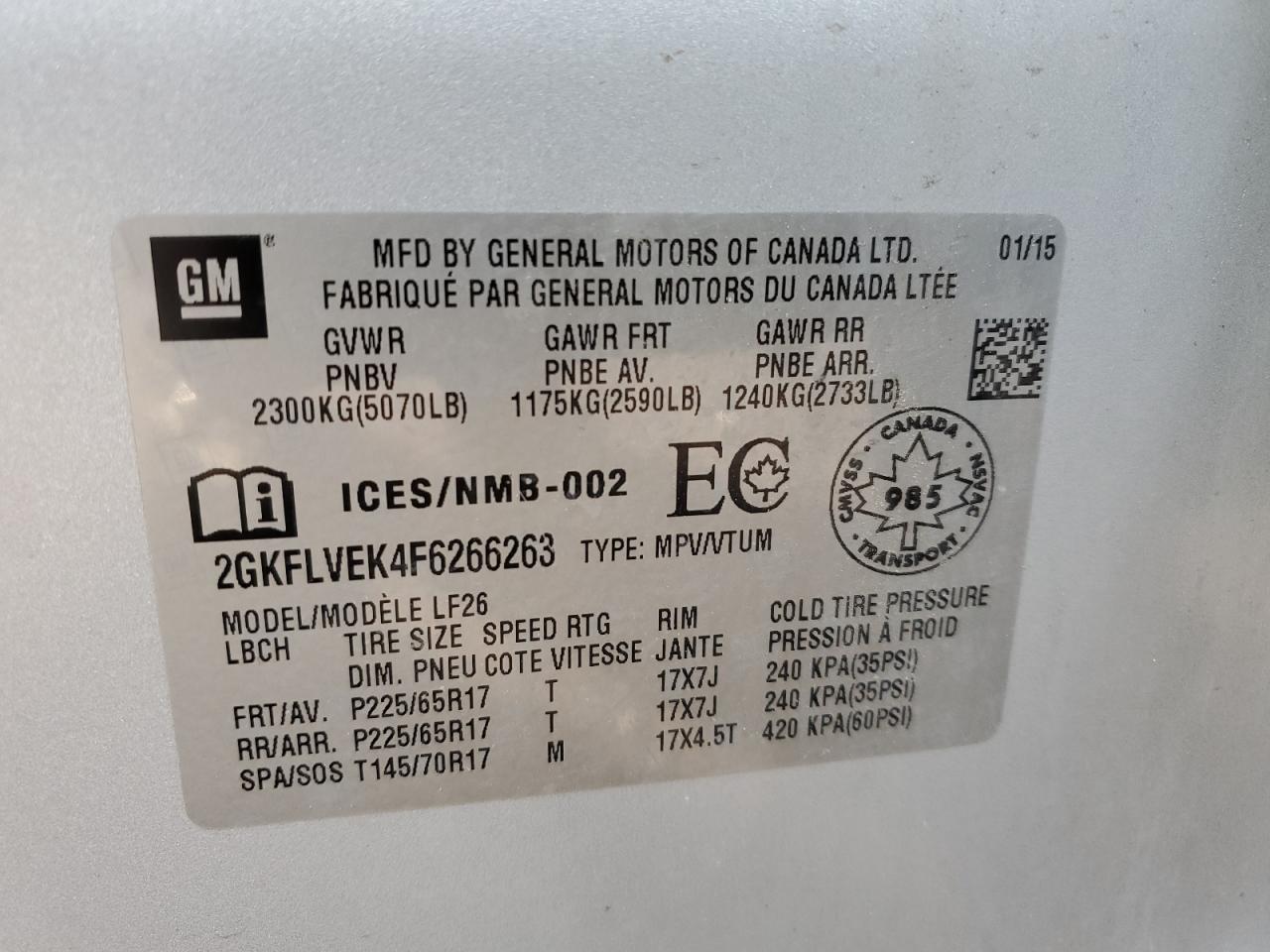 2015 Gmc Terrain Sle Silver vin: 2GKFLVEK4F6266263