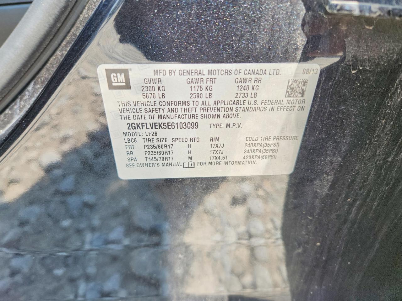2014 Gmc Terrain Sle Charcoal vin: 2GKFLVEK5E6103099