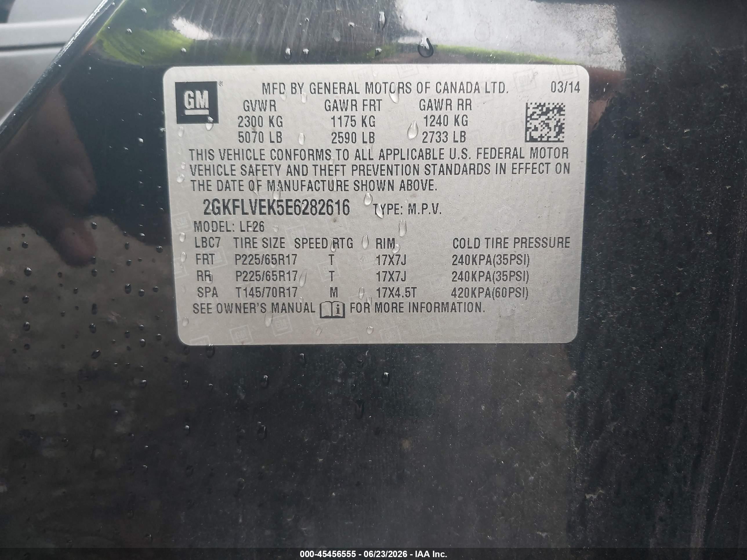 2014 Gmc Terrain Sle-1 Black vin: 2GKFLVEK5E6282616