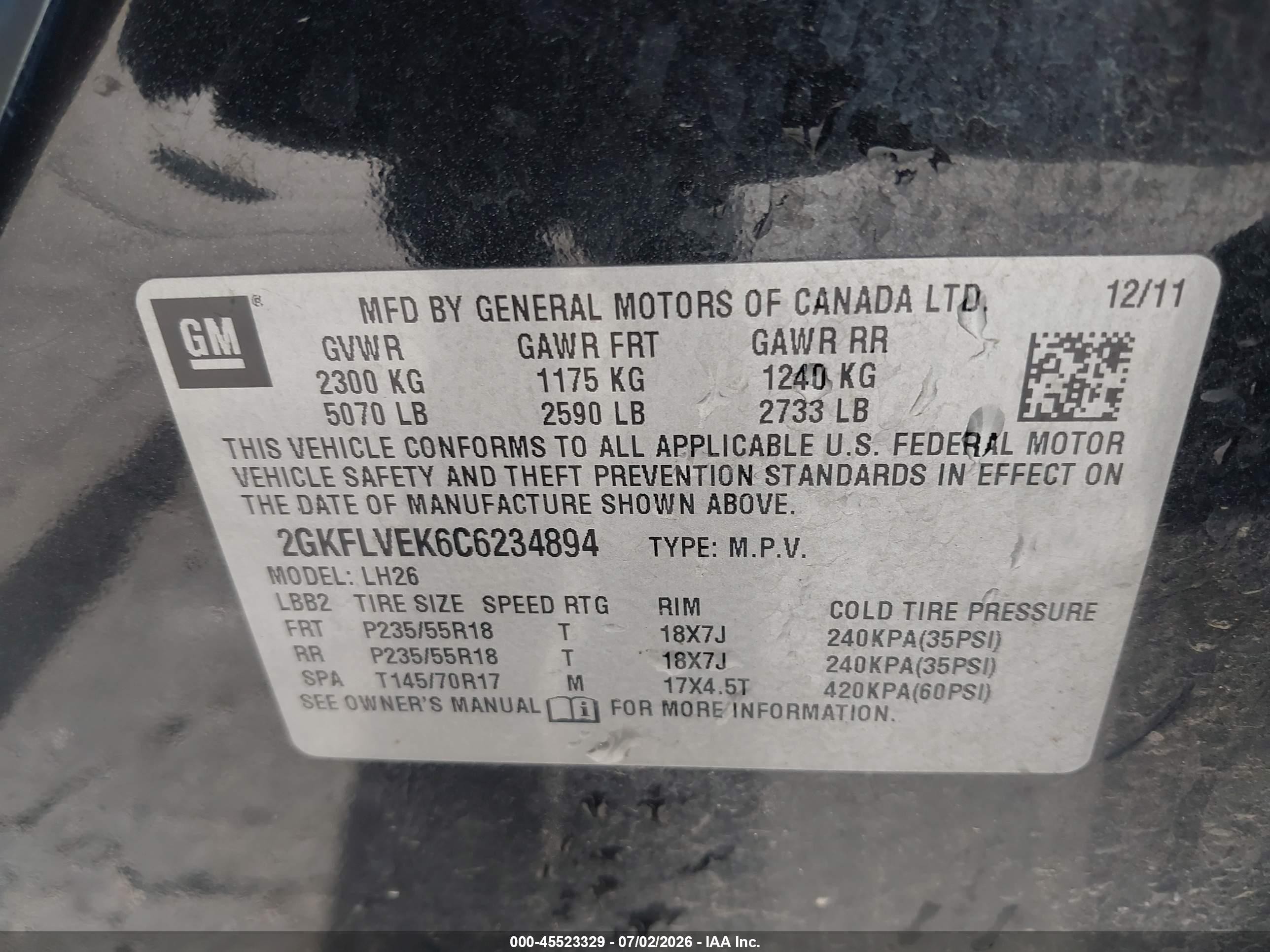 2012 Gmc Terrain Slt-1 Black vin: 2GKFLVEK6C6234894