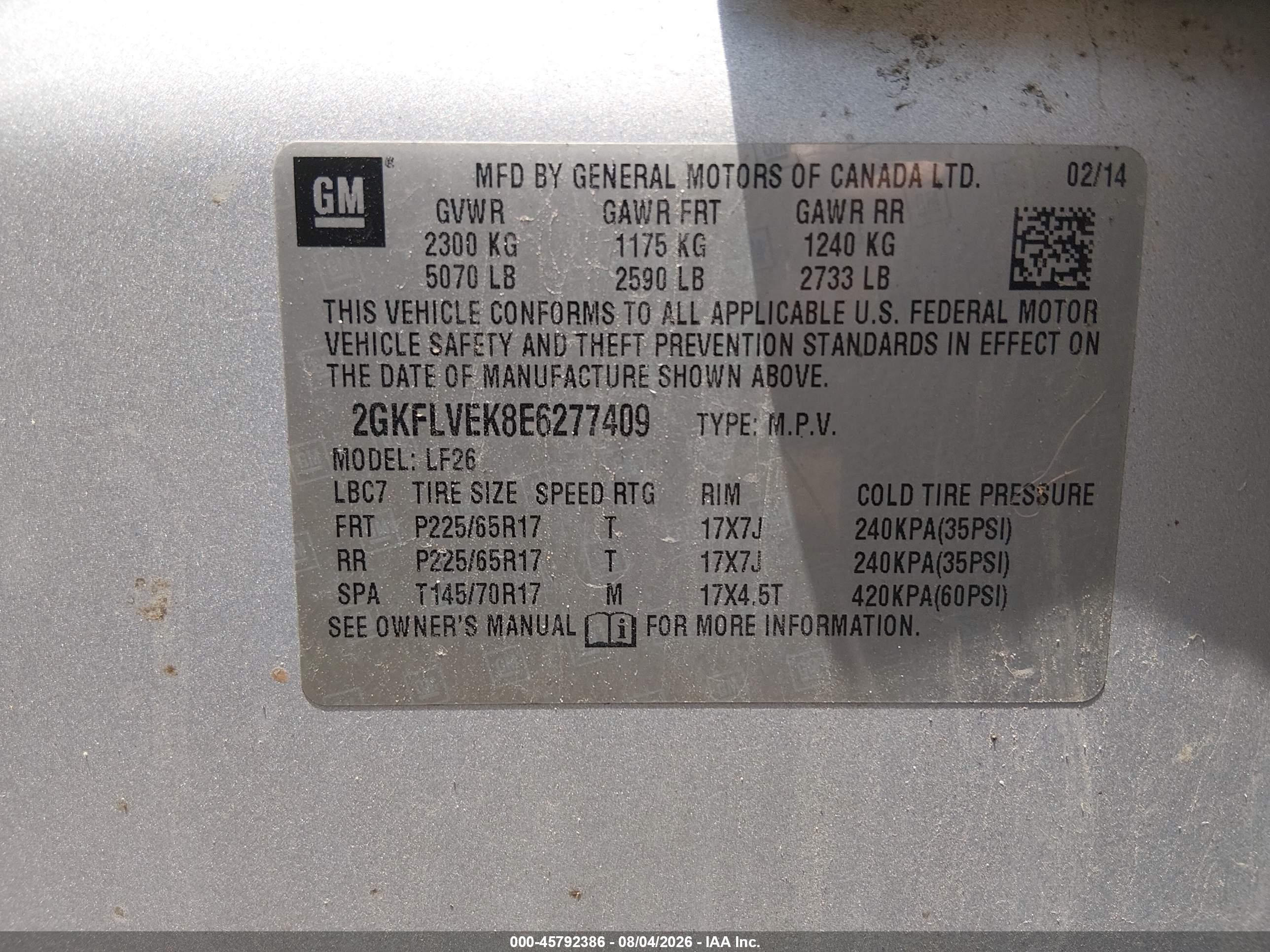 2014 Gmc Terrain Sle-1 Silver vin: 2GKFLVEK8E6277409