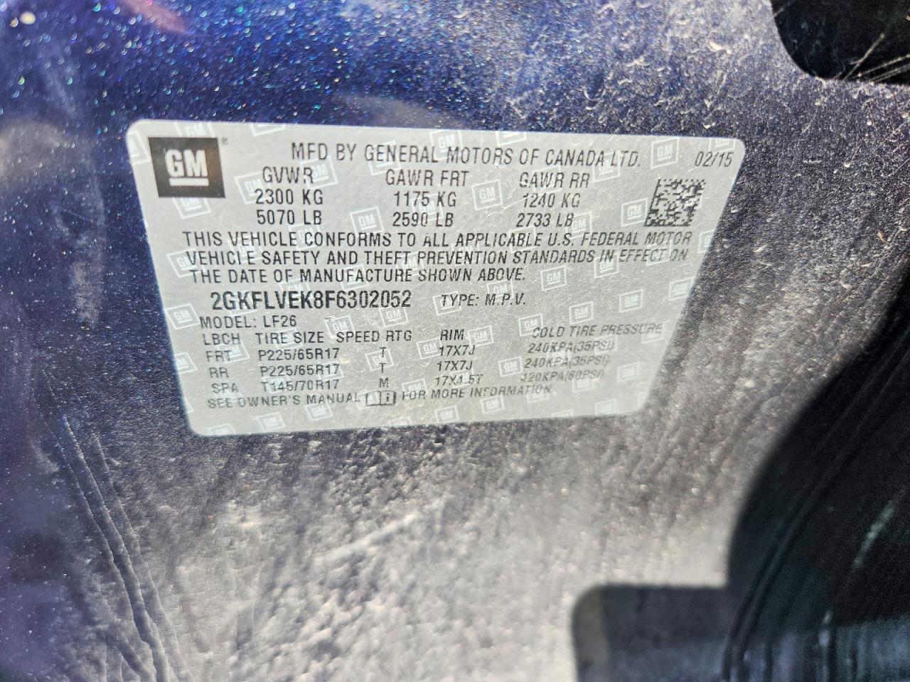 2015 Gmc Terrain Sle Синий vin: 2GKFLVEK8F6302052