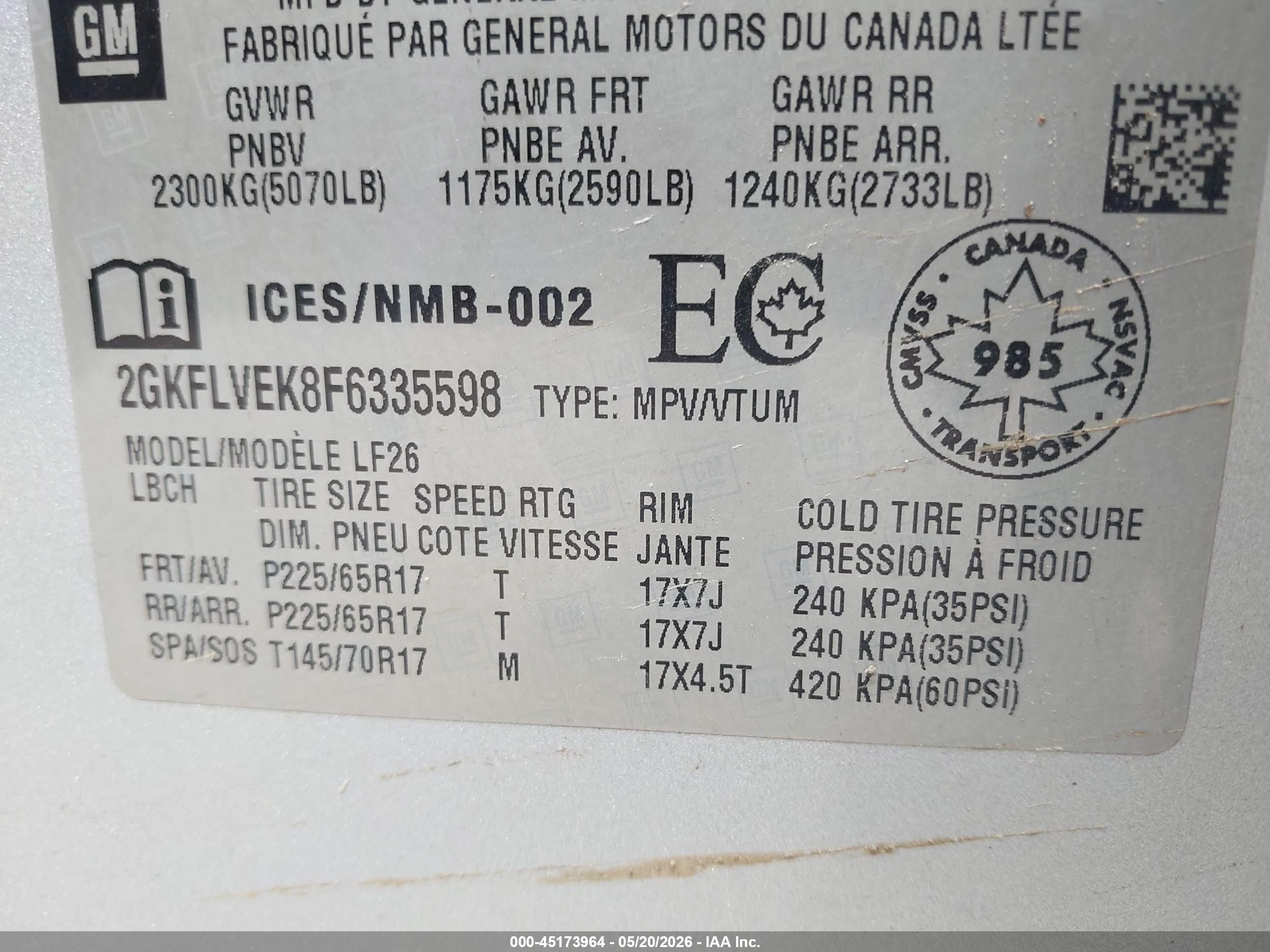 2015 Gmc Terrain Sle-1 Gray vin: 2GKFLVEK8F6335598