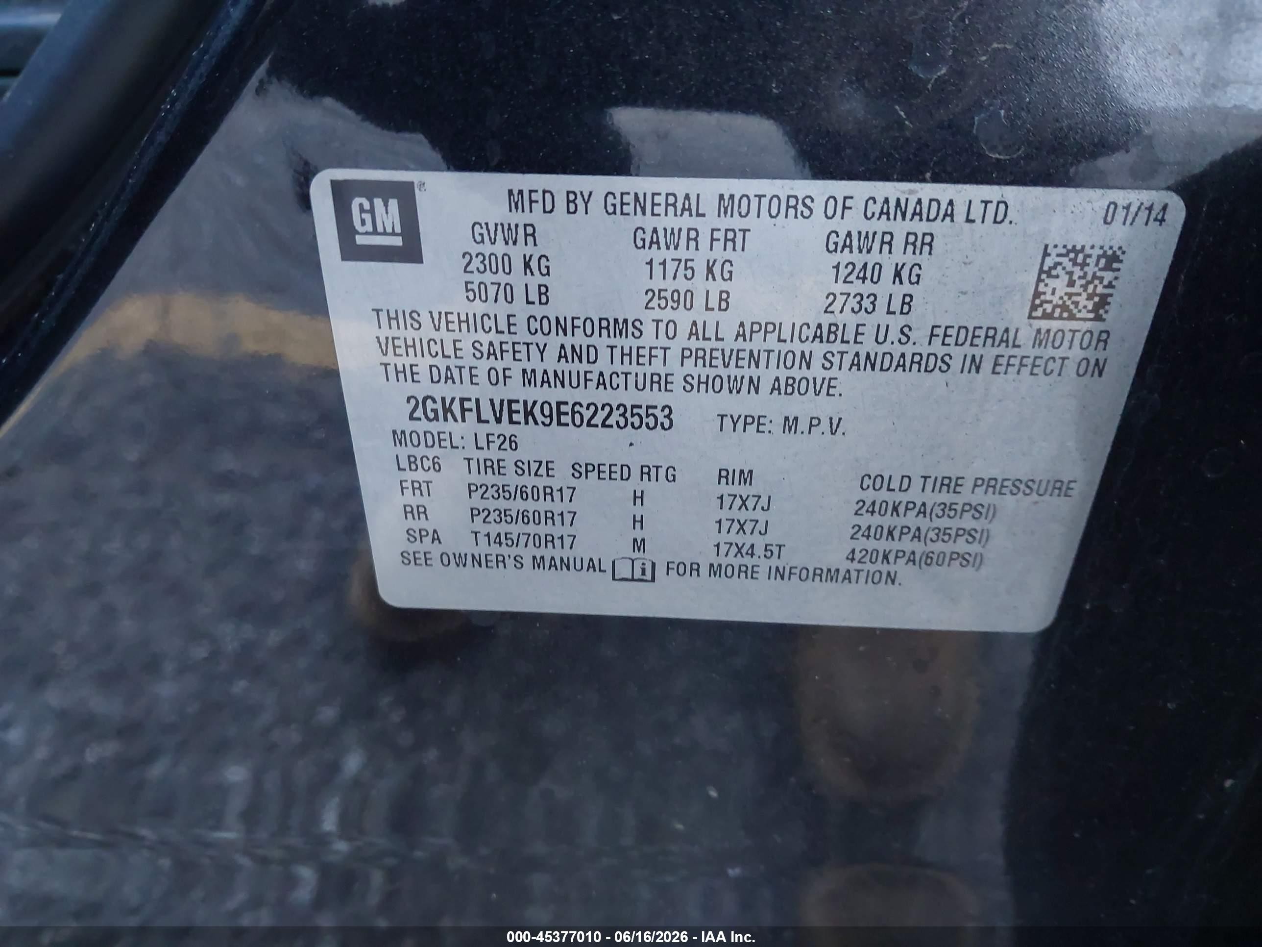 2014 Gmc Terrain Sle-1 Черный vin: 2GKFLVEK9E6223553