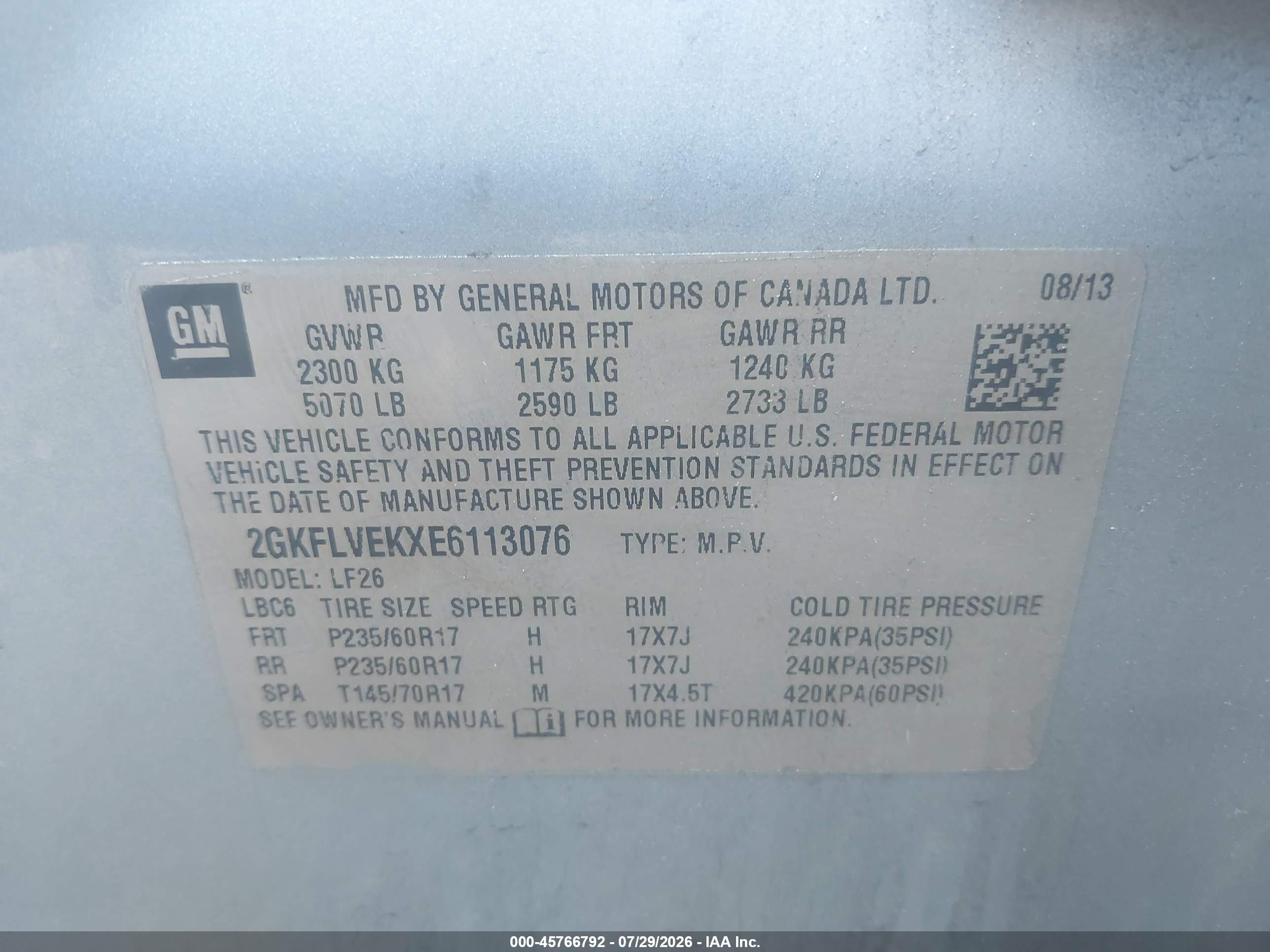 2014 Gmc Terrain Sle-1 Light Blue vin: 2GKFLVEKXE6113076