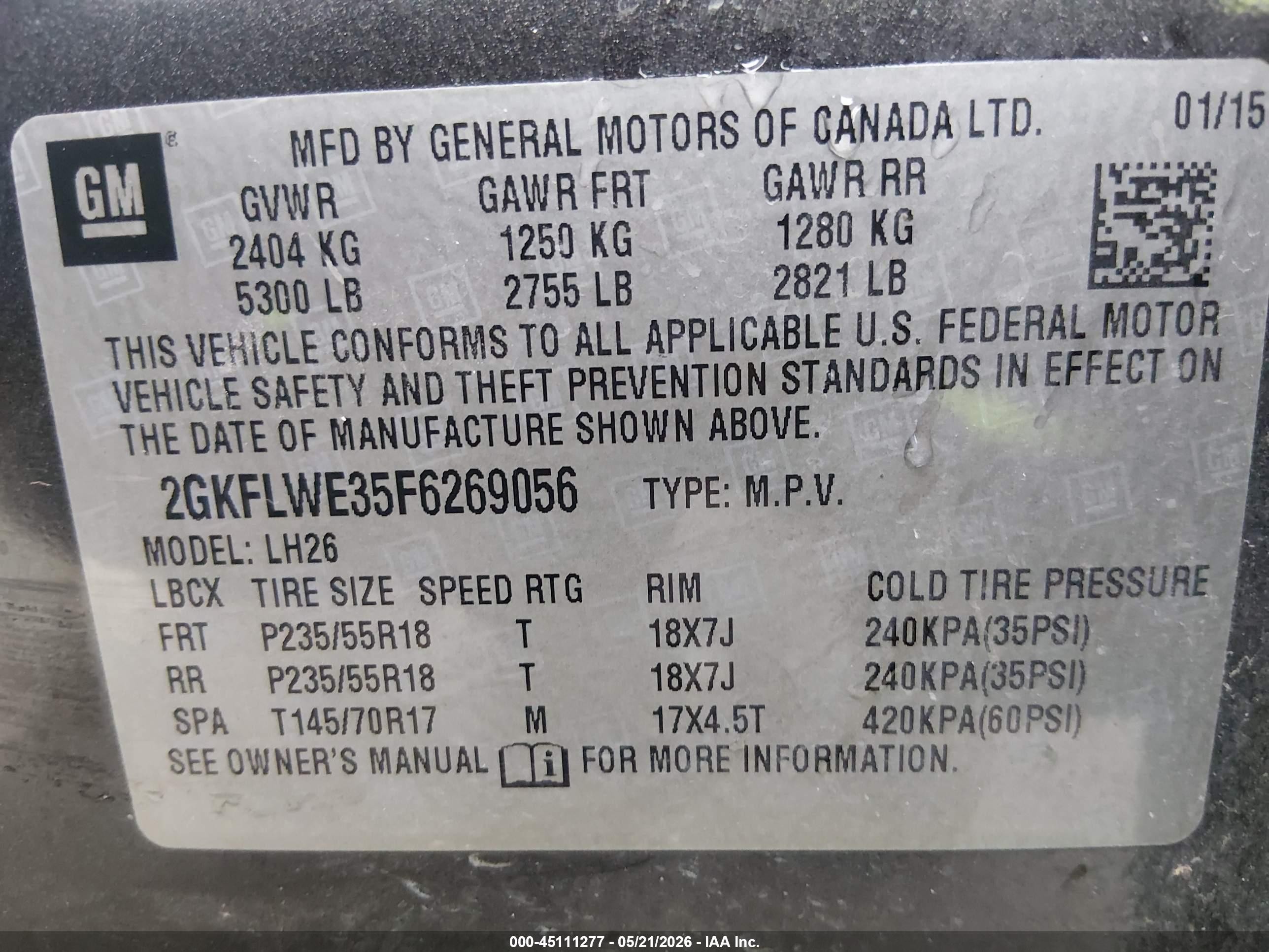2015 Gmc Terrain Sle-2 Gray vin: 2GKFLWE35F6269056