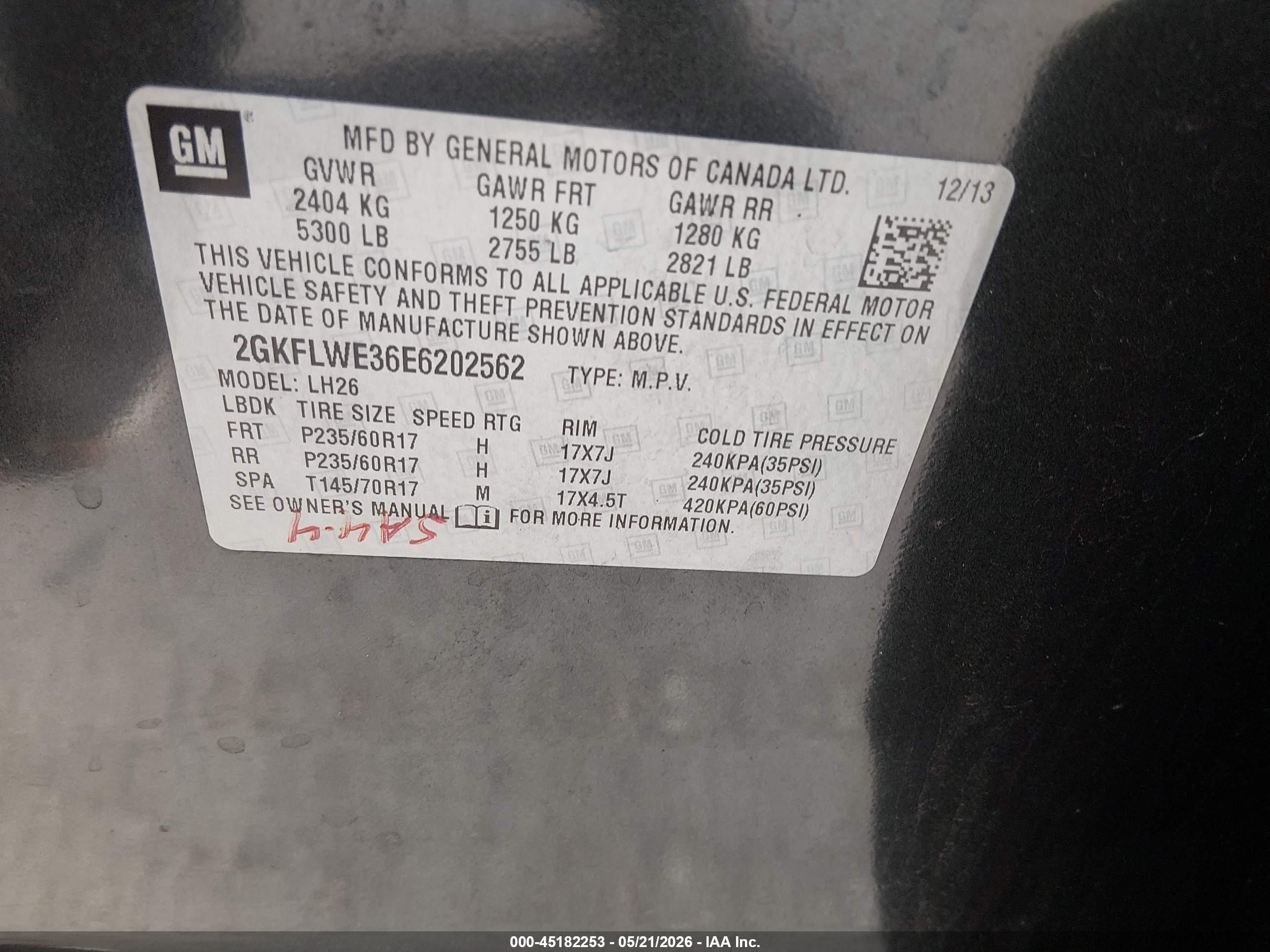 2014 Gmc Terrain Sle-2 Black vin: 2GKFLWE36E6202562