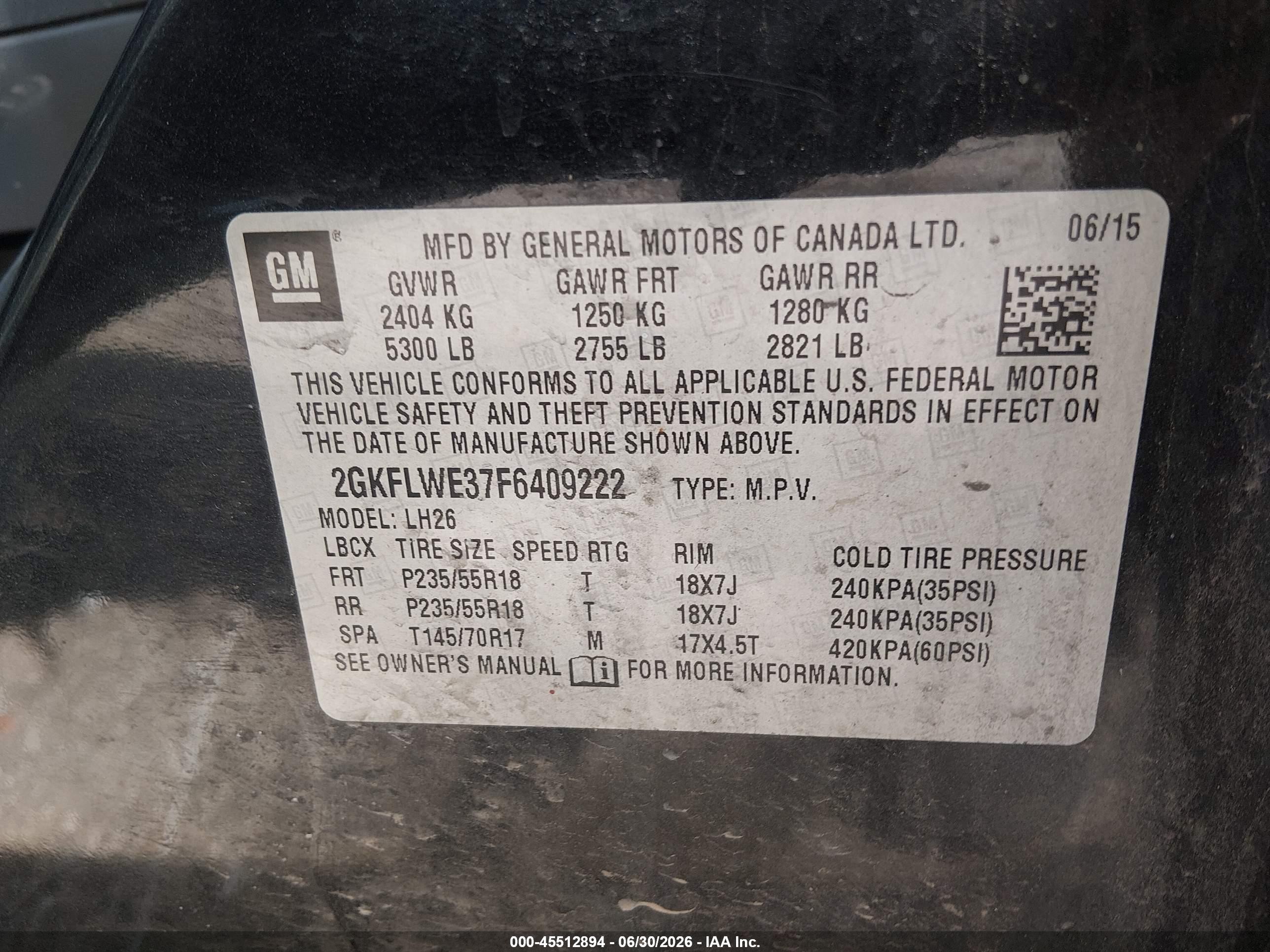 2015 Gmc Terrain Sle-2 Черный vin: 2GKFLWE37F6409222