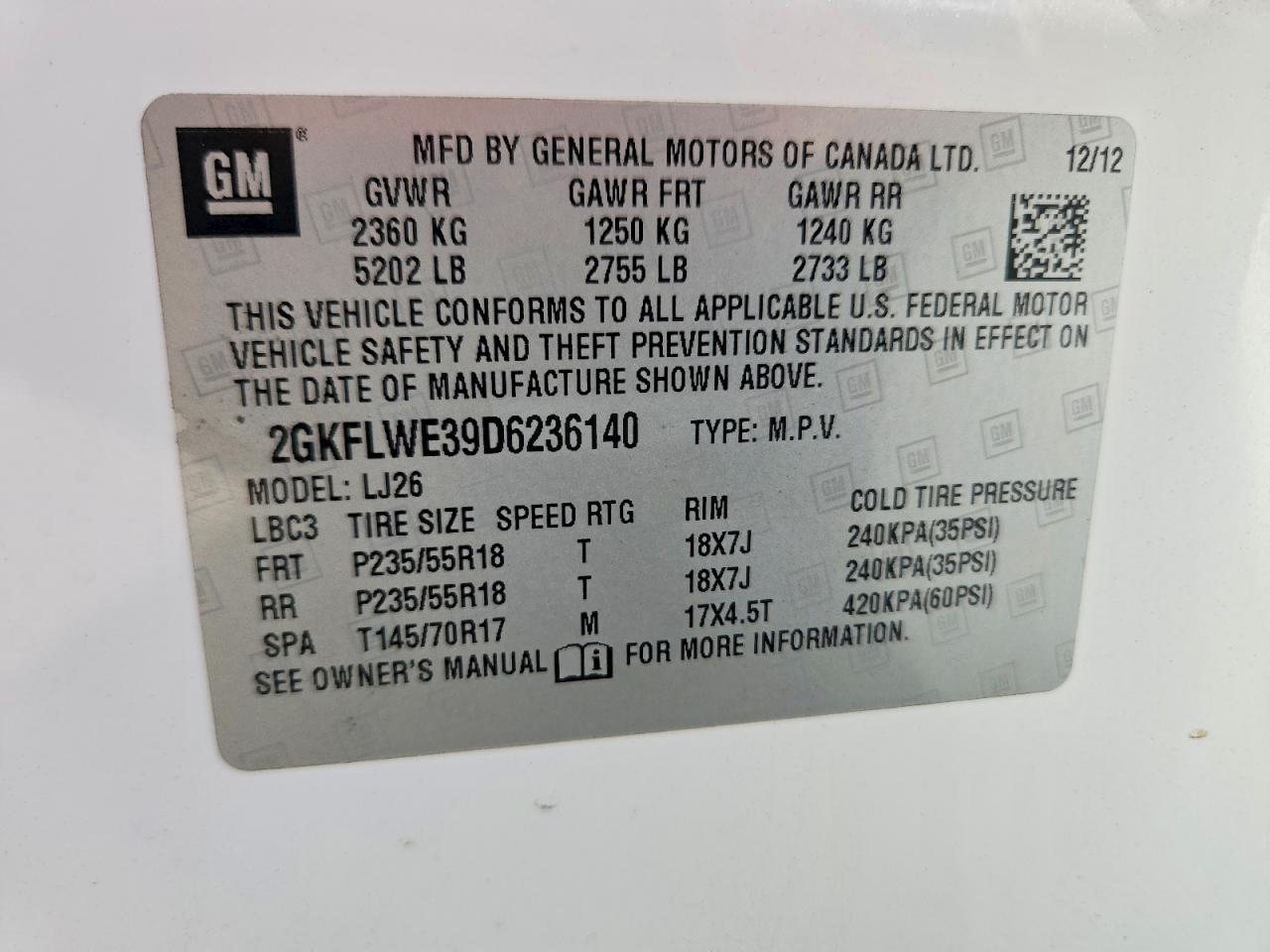 2013 Gmc Terrain Slt White vin: 2GKFLWE39D6236140