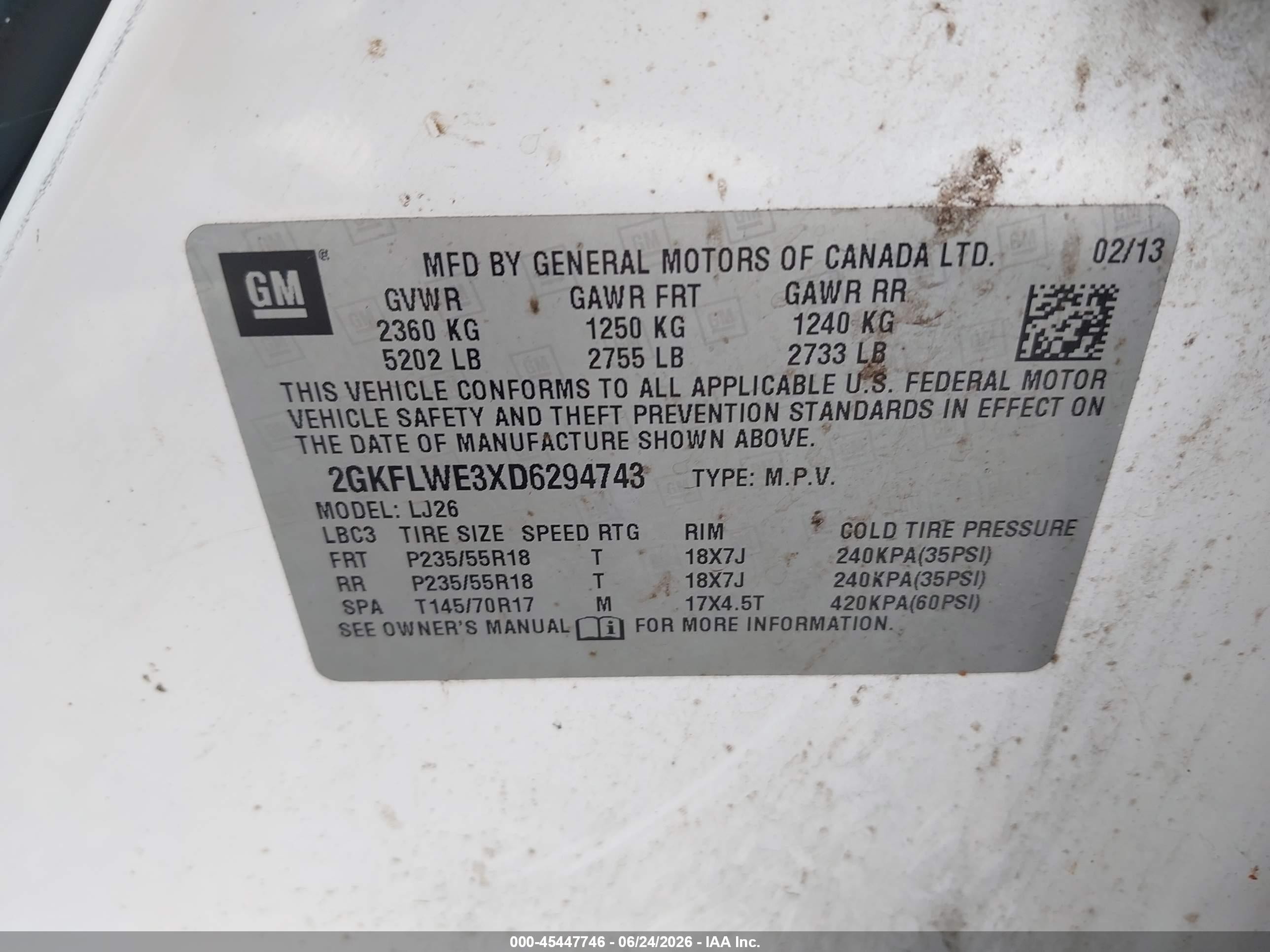2013 Gmc Terrain Slt-2 White vin: 2GKFLWE3XD6294743