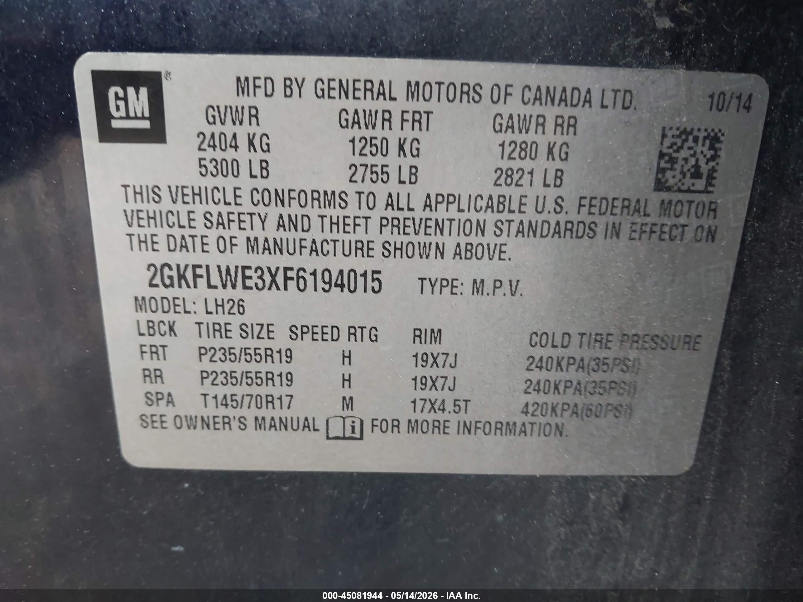 2015 Gmc Terrain Sle-2 Dark Blue vin: 2GKFLWE3XF6194015
