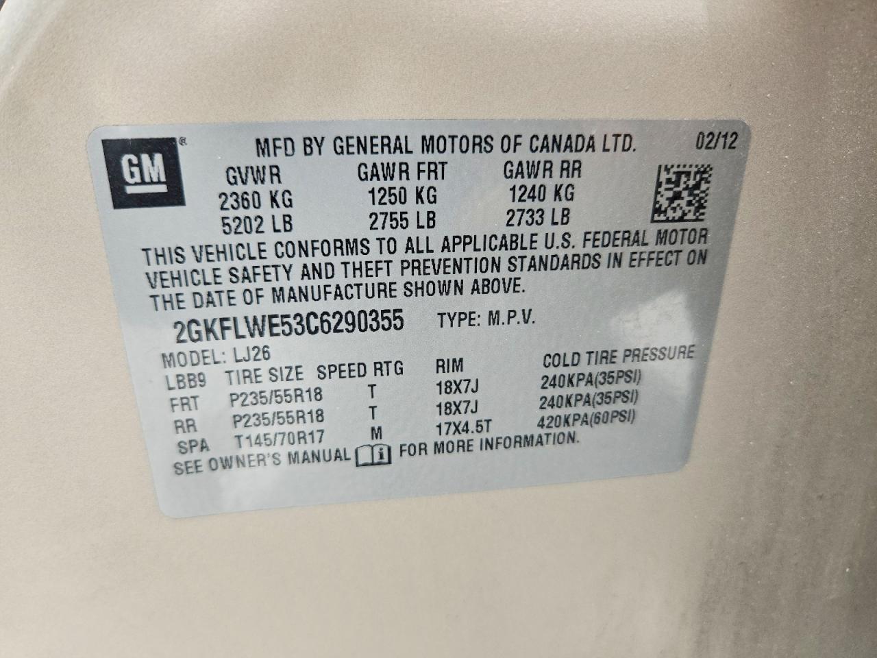 2012 Gmc Terrain Slt Beige vin: 2GKFLWE53C6290355