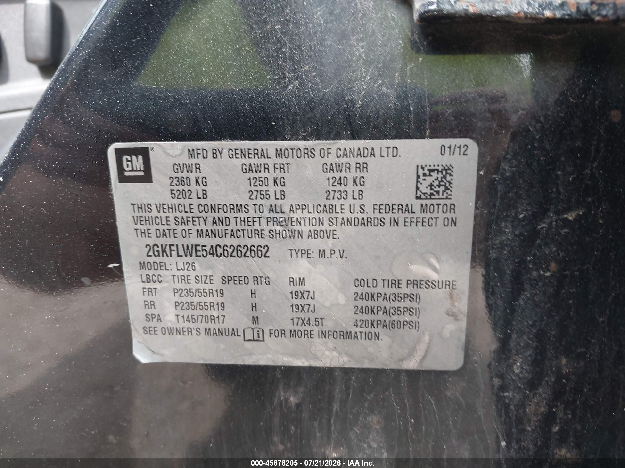 2012 Gmc Terrain Slt-2 Black vin: 2GKFLWE54C6262662