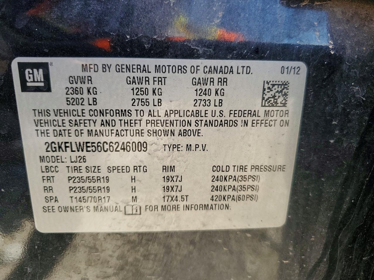 2012 Gmc Terrain Slt Черный vin: 2GKFLWE56C6246009