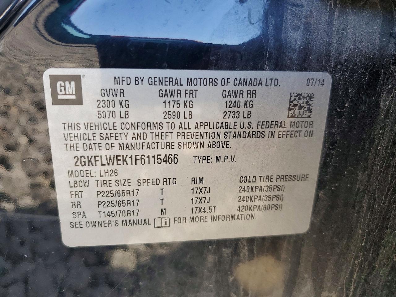 2015 Gmc Terrain Sle Black vin: 2GKFLWEK1F6115466