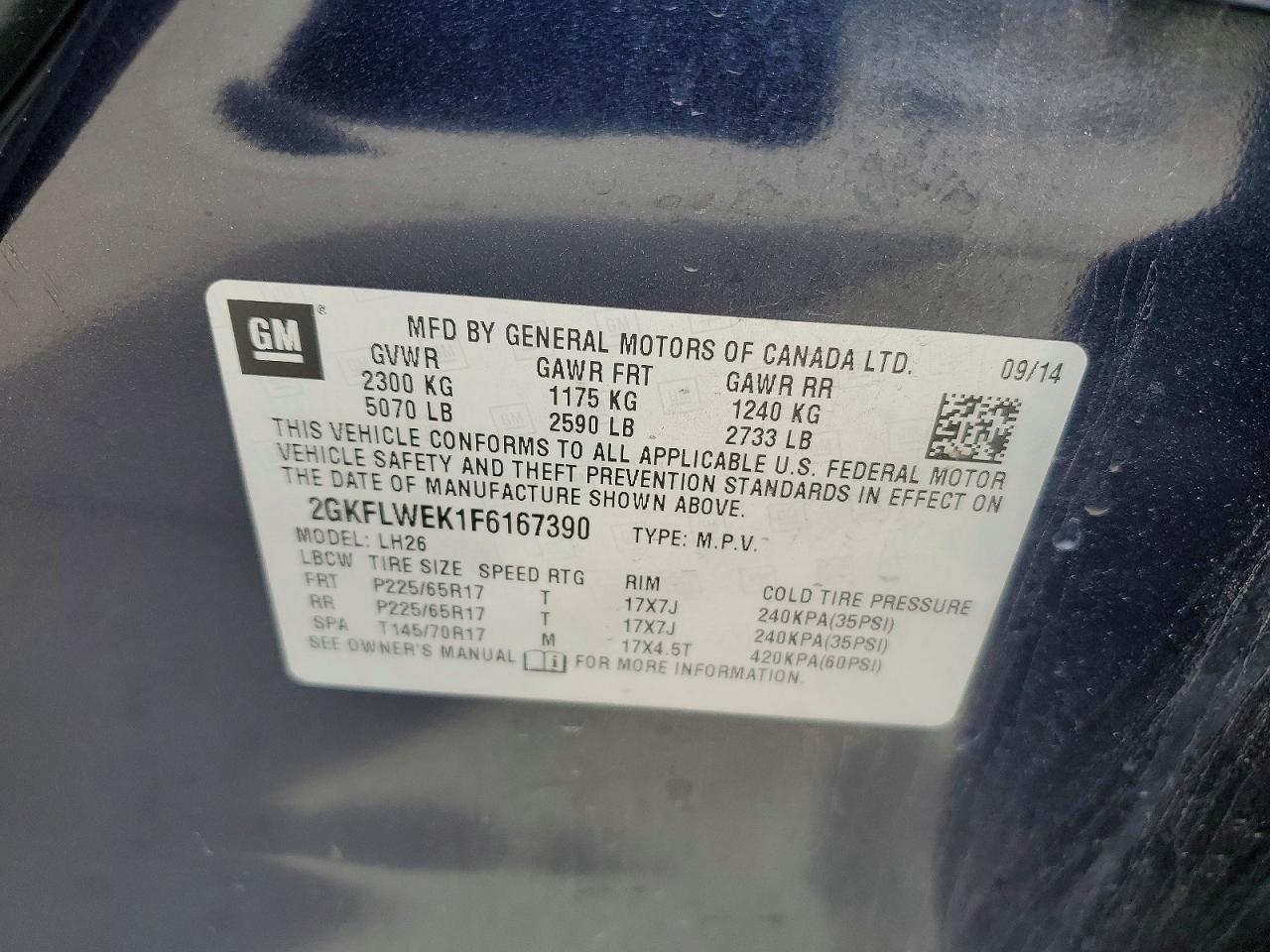 2015 Gmc Terrain Sle Blue vin: 2GKFLWEK1F6167390