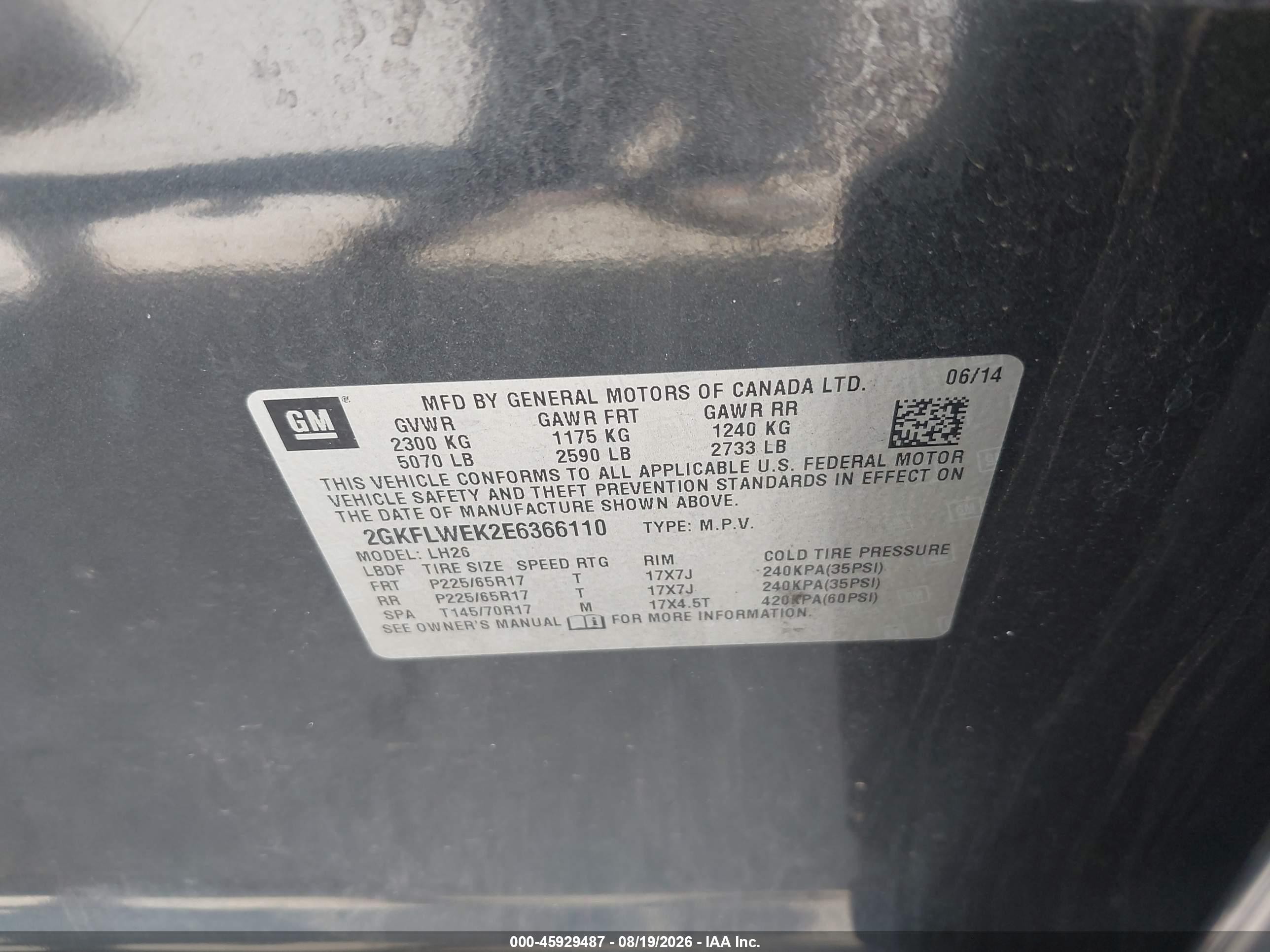 2014 Gmc Terrain Sle-2 Серый vin: 2GKFLWEK2E6366110