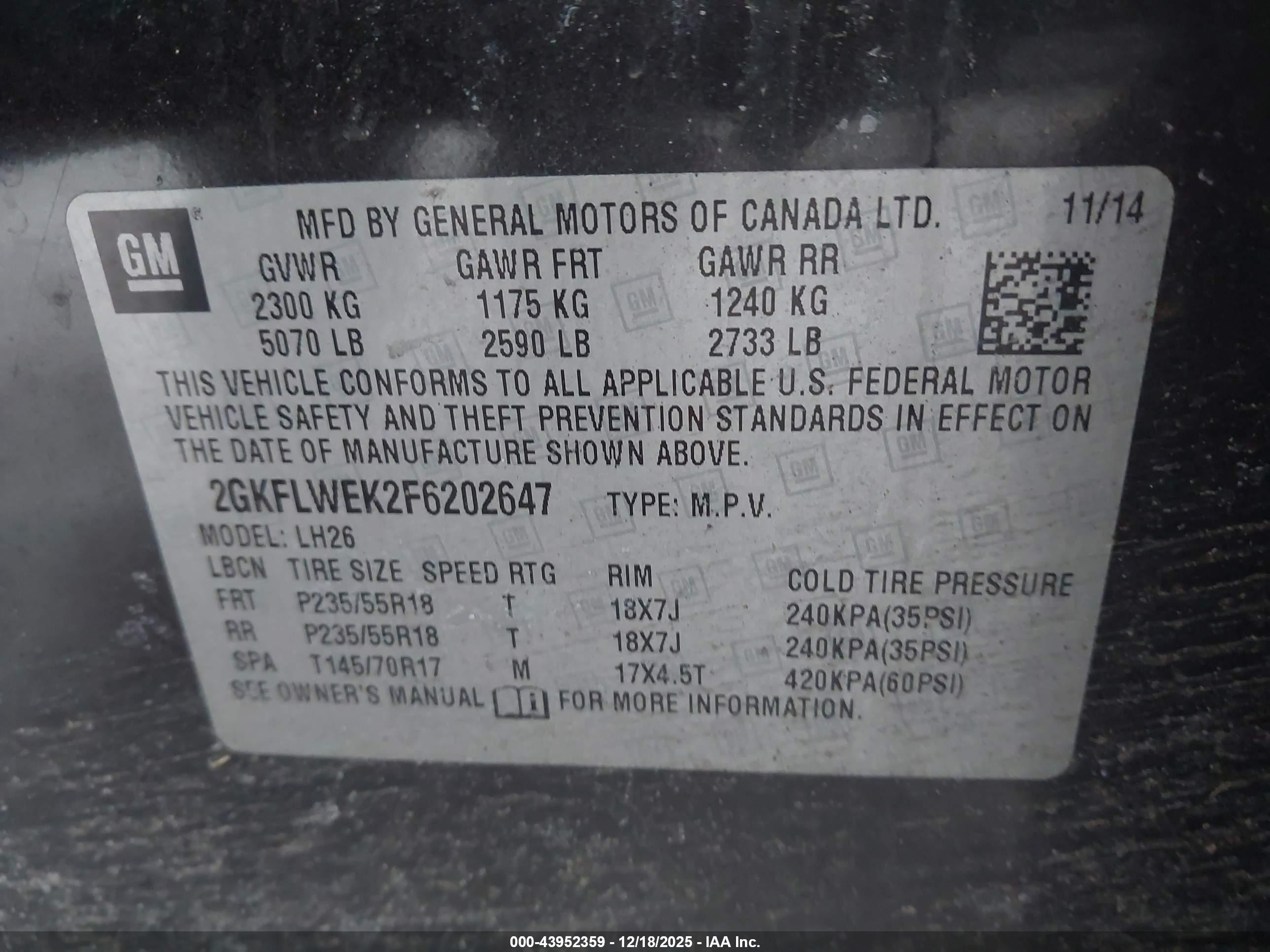 2015 Gmc Terrain Sle-2 Black vin: 2GKFLWEK2F6202647