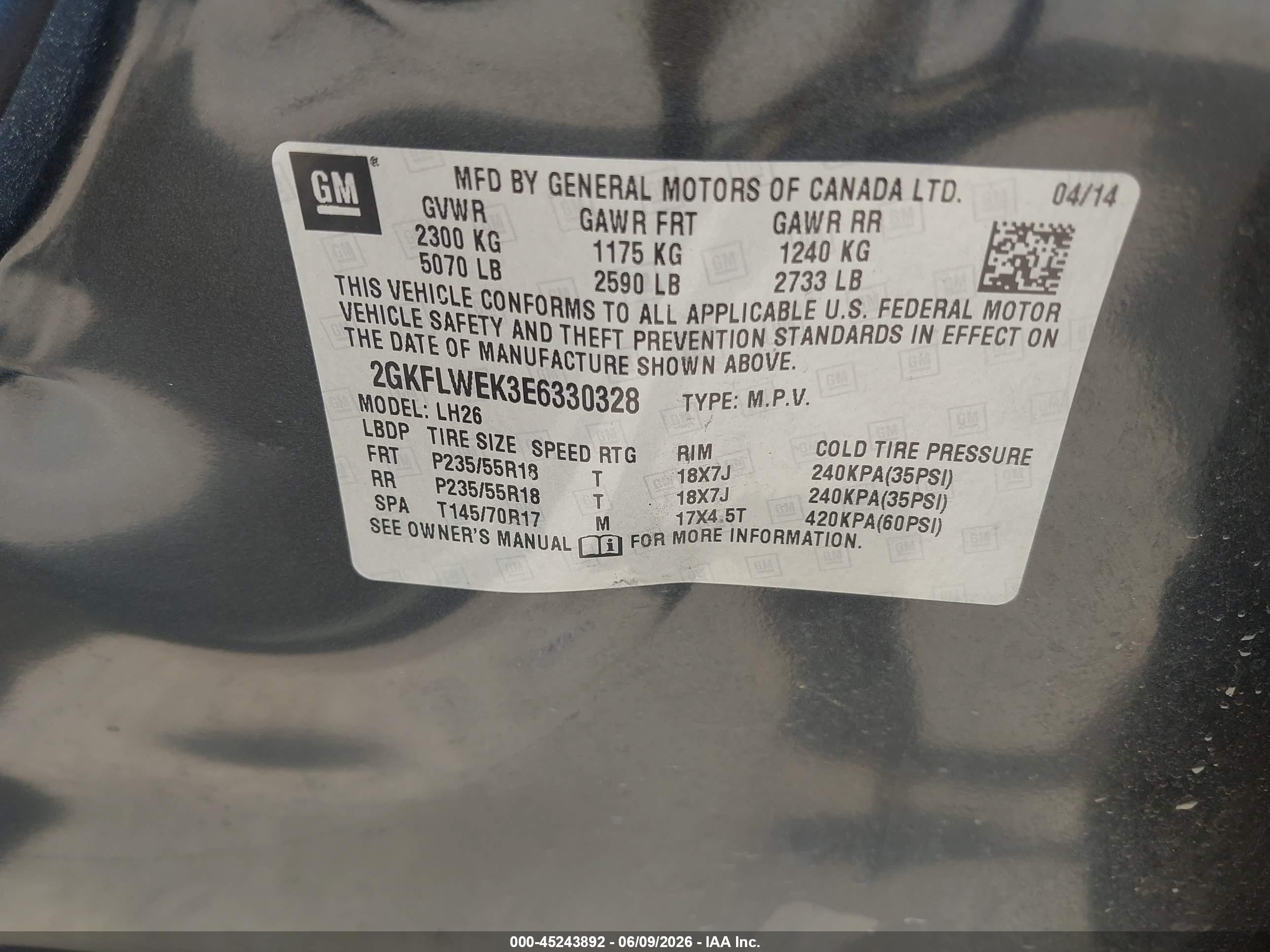 2014 Gmc Terrain Sle-2 Серый vin: 2GKFLWEK3E6330328