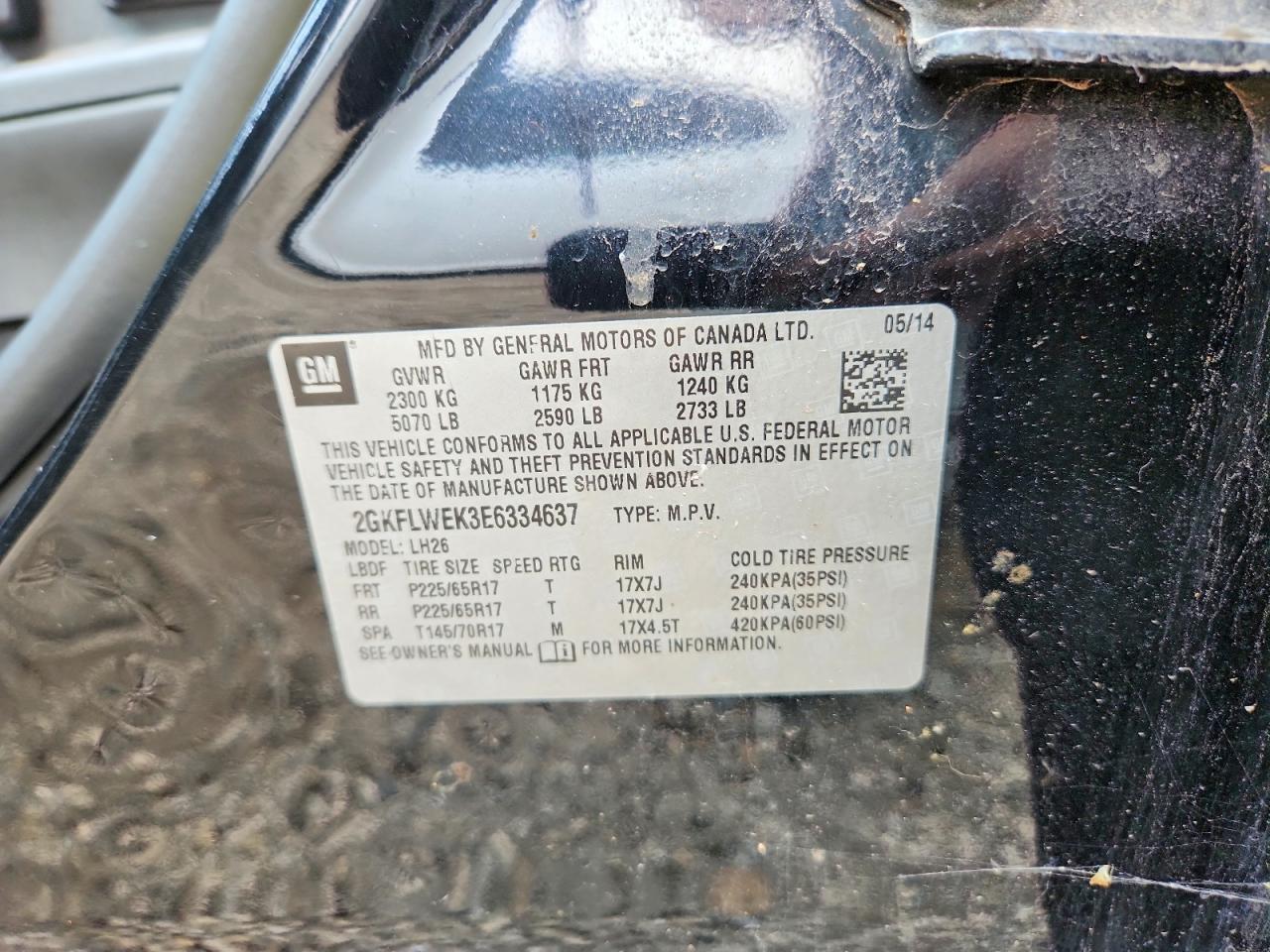 2014 Gmc Terrain Sle Черный vin: 2GKFLWEK3E6334637