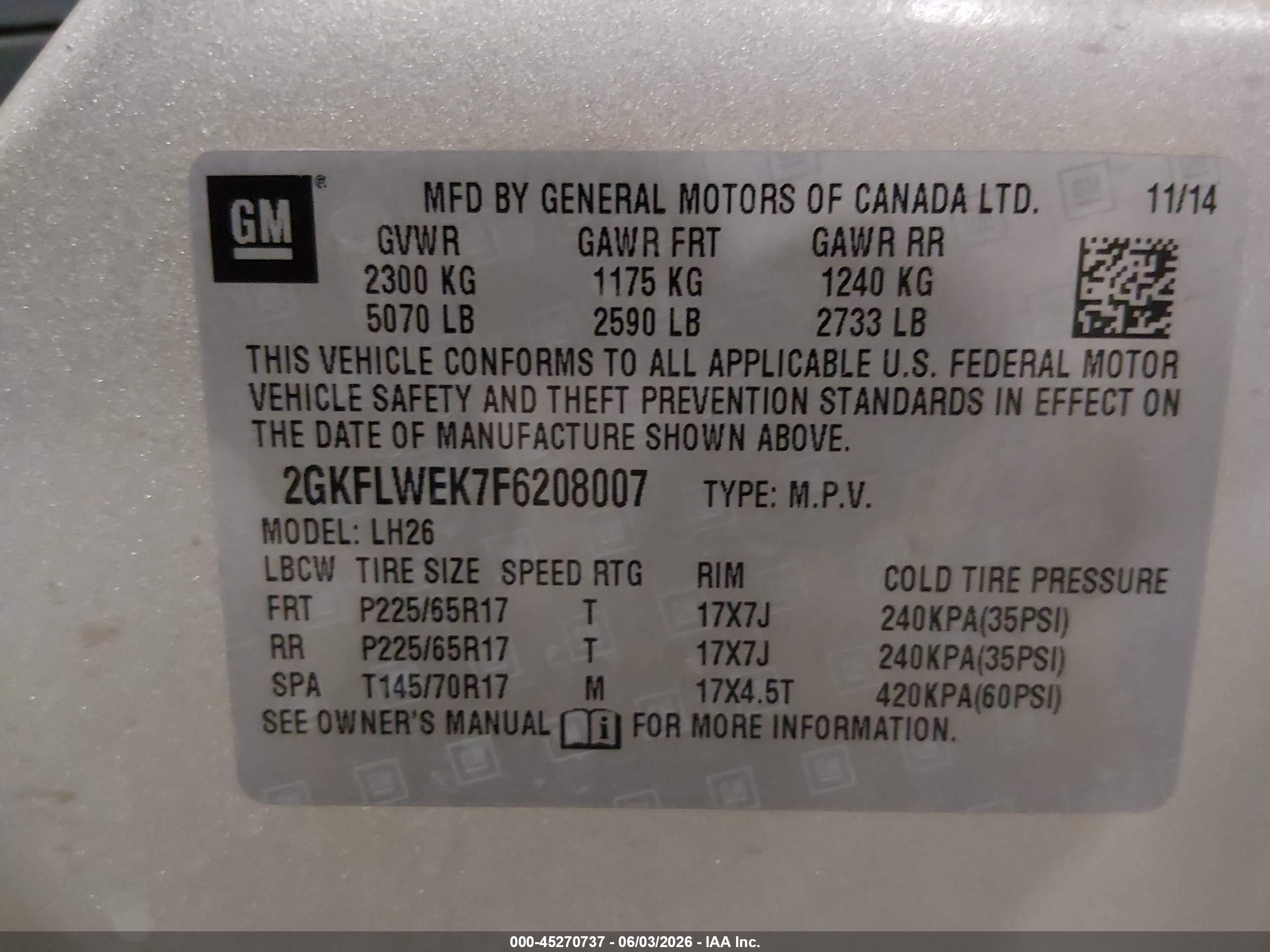 2015 Gmc Terrain Sle-2 Tan vin: 2GKFLWEK7F6208007