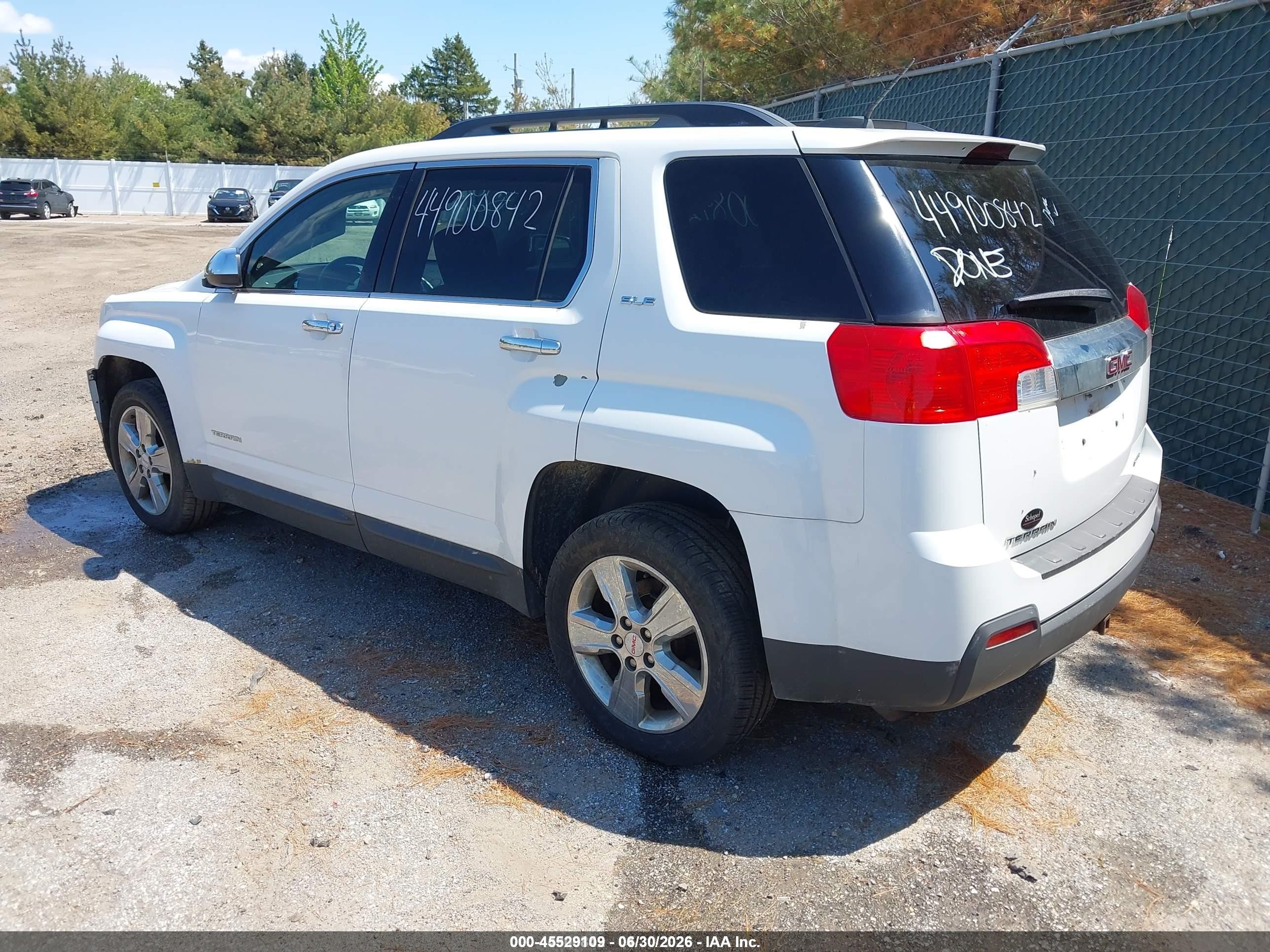2015 Gmc Terrain Sle-2 White vin: 2GKFLWEK7F6213384
