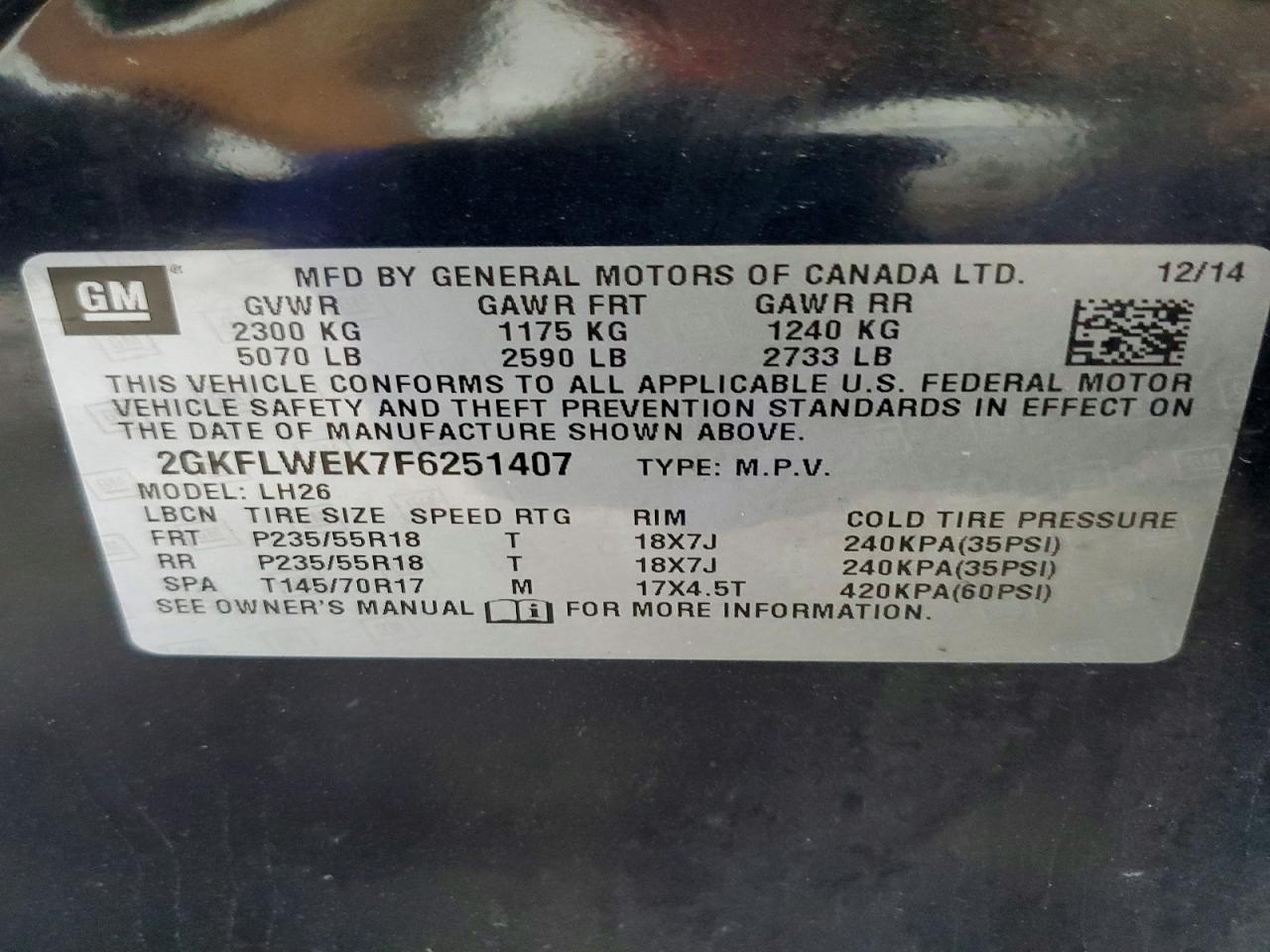 2015 Gmc Terrain Sle Blue vin: 2GKFLWEK7F6251407