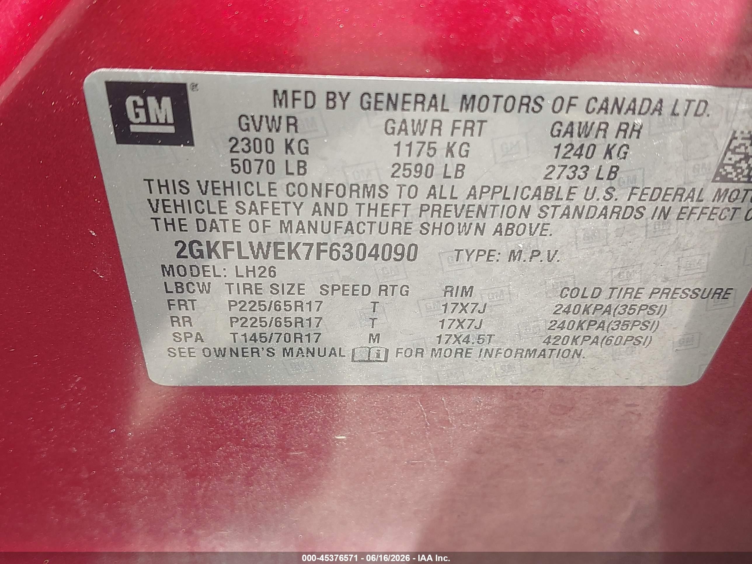 2015 Gmc Terrain Sle-2 Красный vin: 2GKFLWEK7F6304090