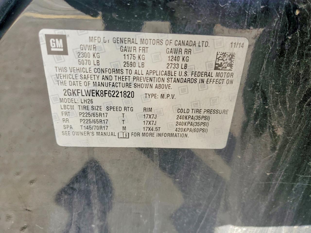 2015 Gmc Terrain Sle Черный vin: 2GKFLWEK8F6221820