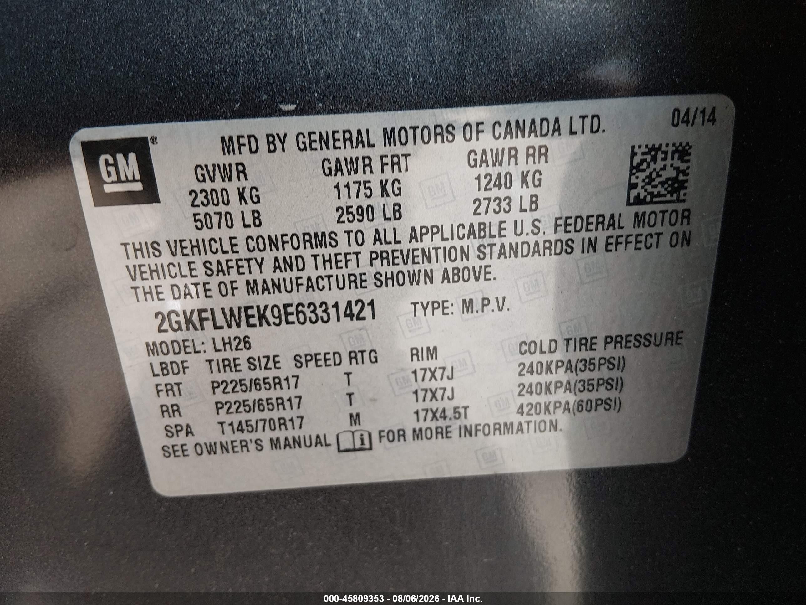 2014 Gmc Terrain Sle-2 Gray vin: 2GKFLWEK9E6331421