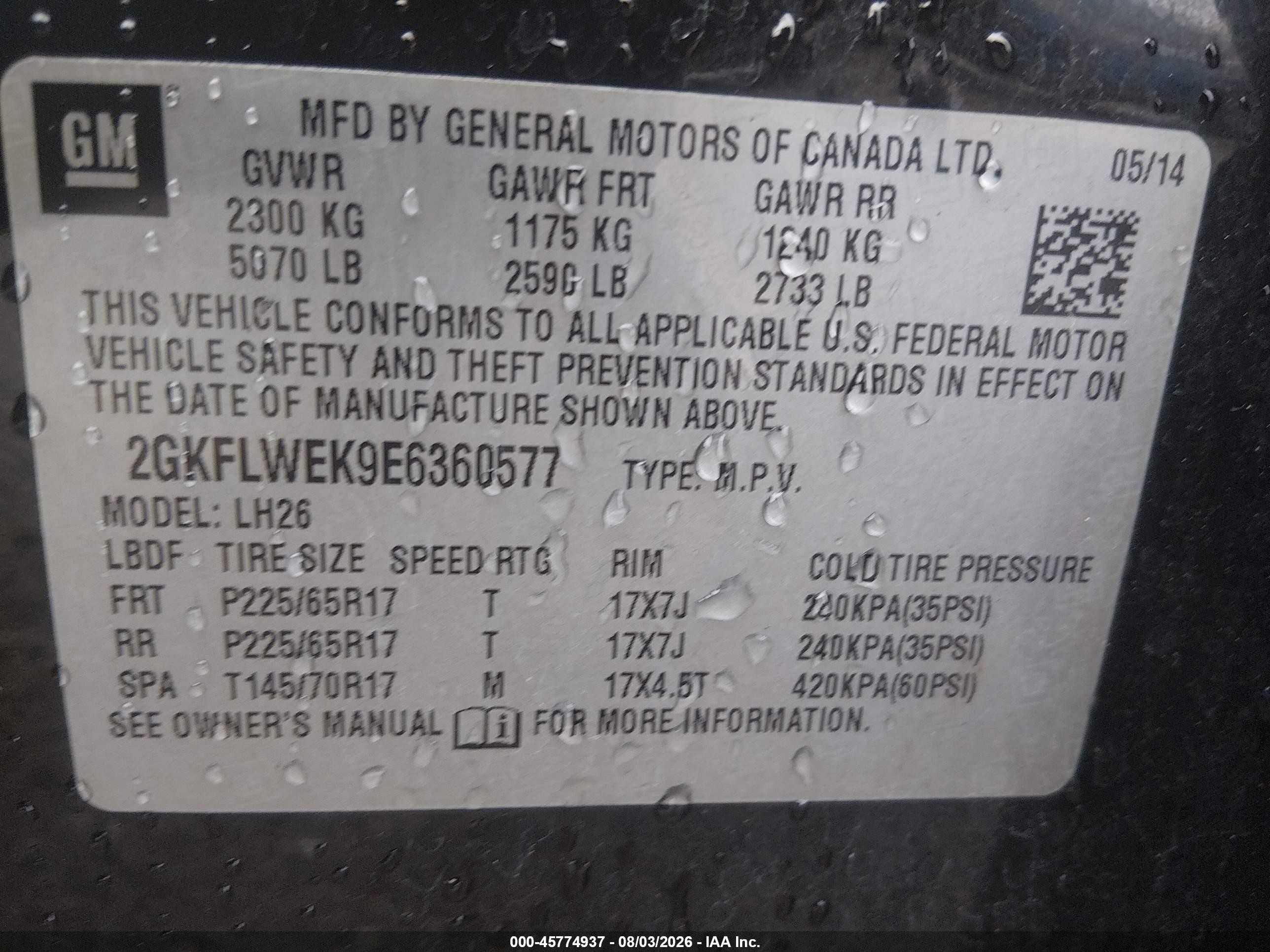 2014 Gmc Terrain Sle-2 Black vin: 2GKFLWEK9E6360577