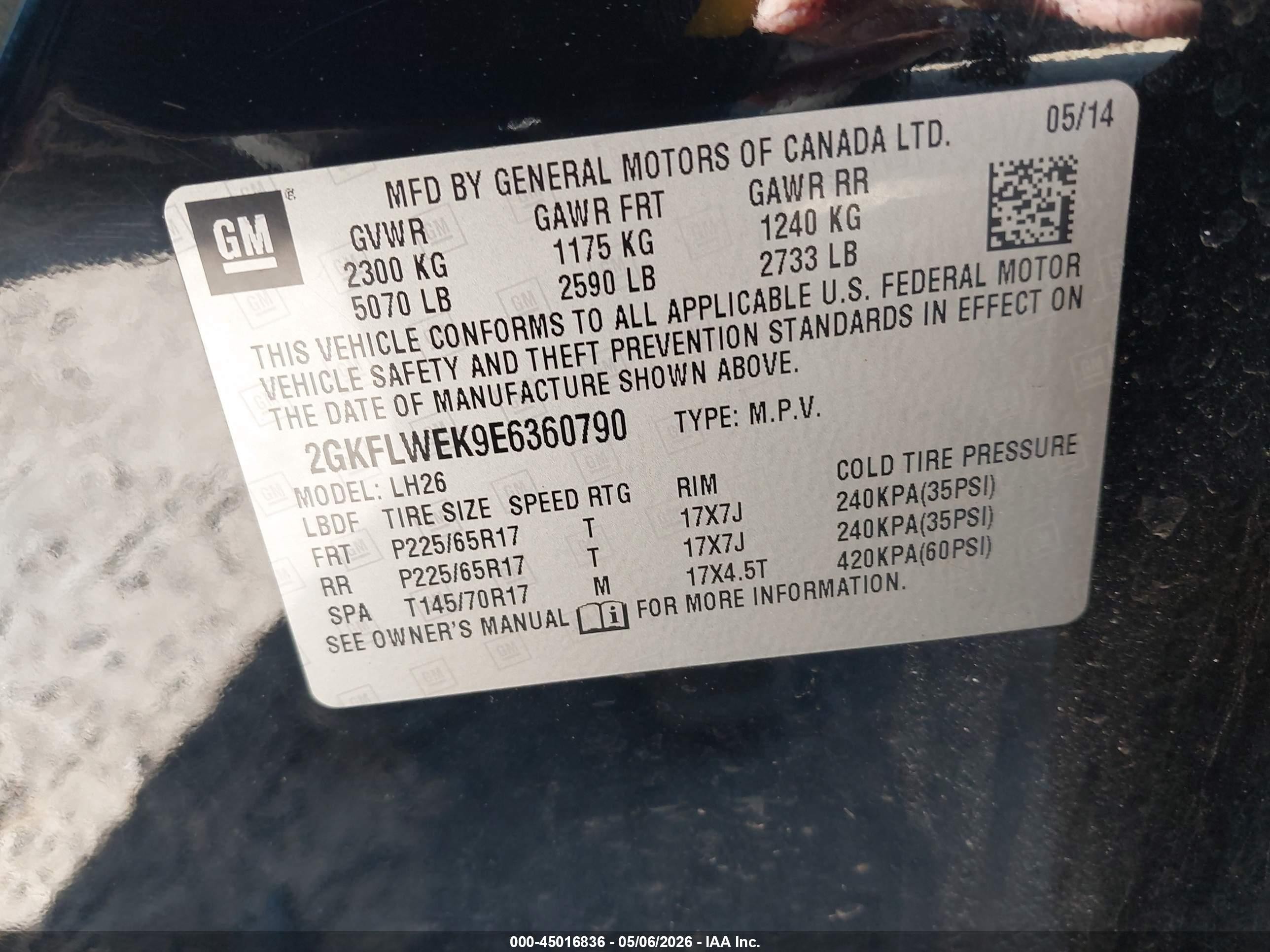 2014 Gmc Terrain Sle-2 Black vin: 2GKFLWEK9E6360790