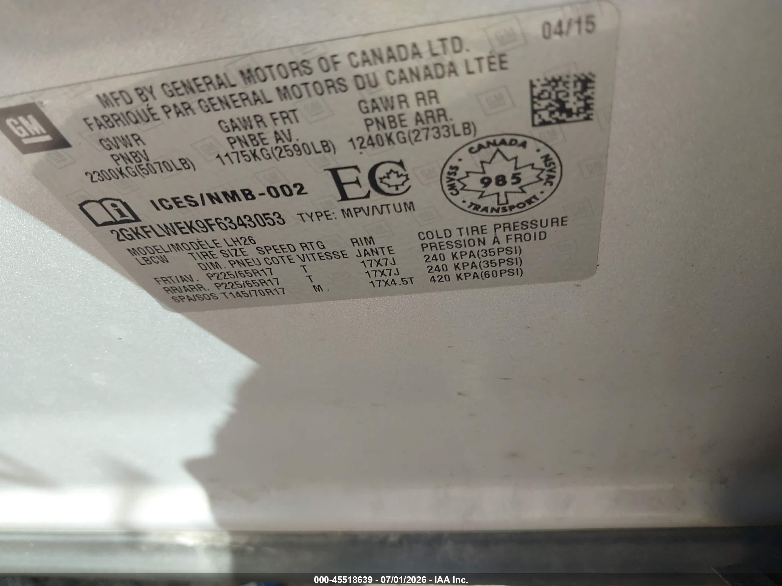2015 Gmc Terrain Sle-2 Silver vin: 2GKFLWEK9F6343053