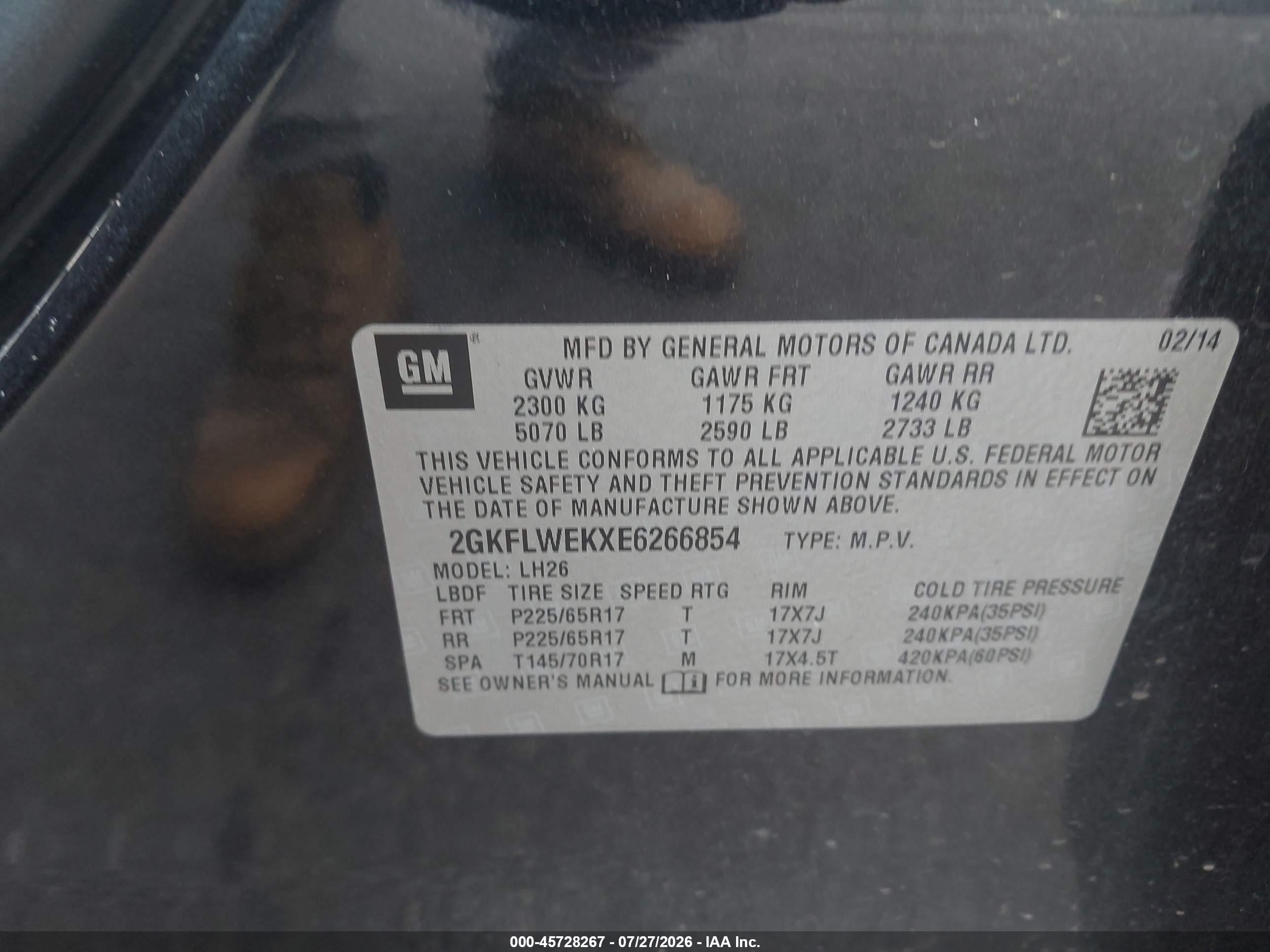2014 Gmc Terrain Sle-2 Black vin: 2GKFLWEKXE6266854