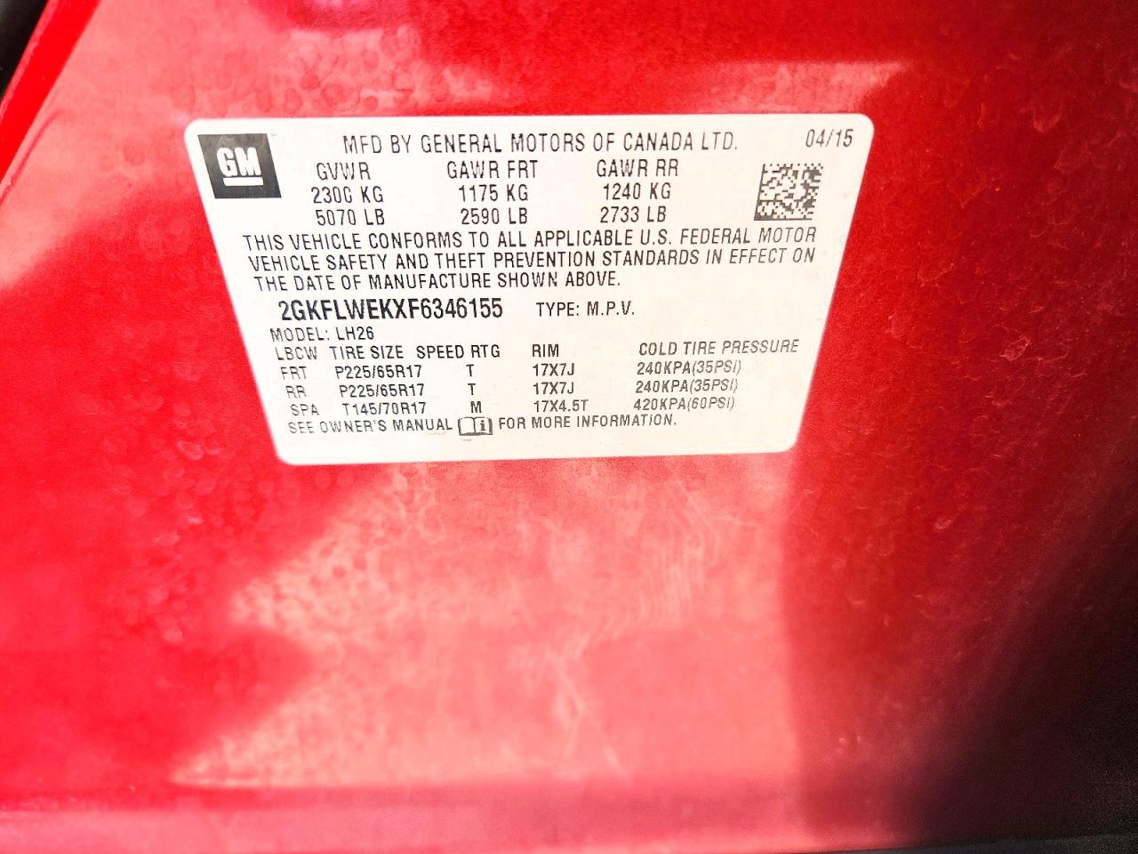 2015 Gmc Terrain Sle Burgundy vin: 2GKFLWEKXF6346155