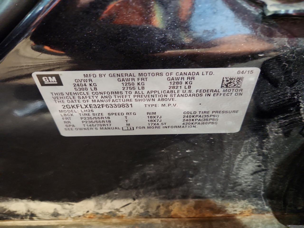 2015 Gmc Terrain Slt Black vin: 2GKFLXE32F6339831