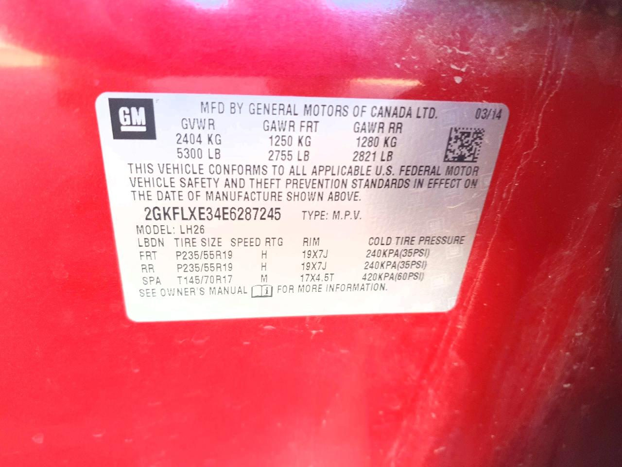 2014 Gmc Terrain Slt Red vin: 2GKFLXE34E6287245
