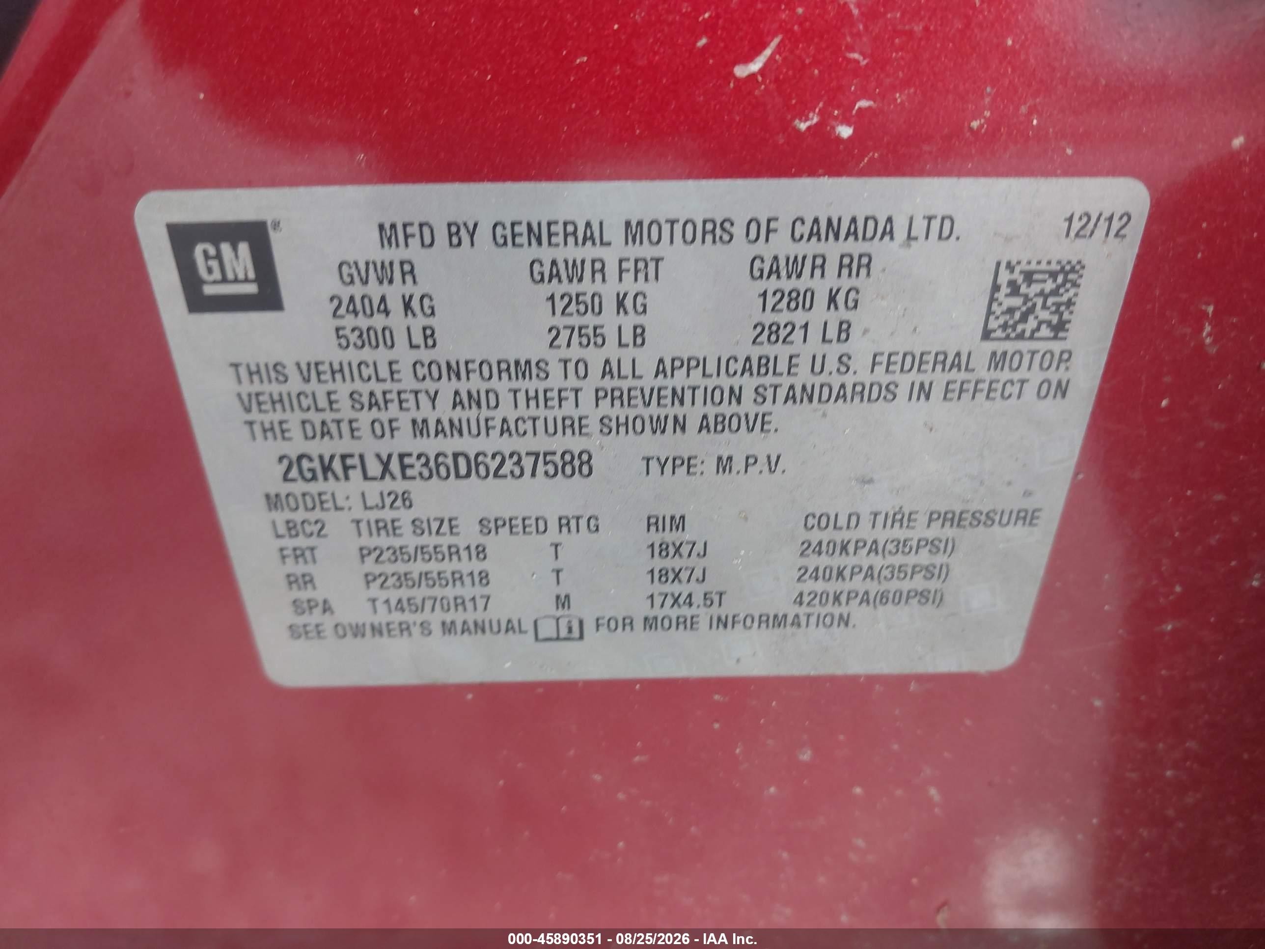 2013 Gmc Terrain Slt-2 Red vin: 2GKFLXE36D6237588