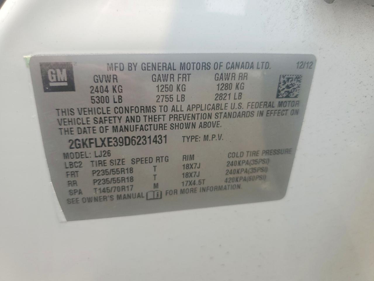 2013 Gmc Terrain Slt Белый vin: 2GKFLXE39D6231431