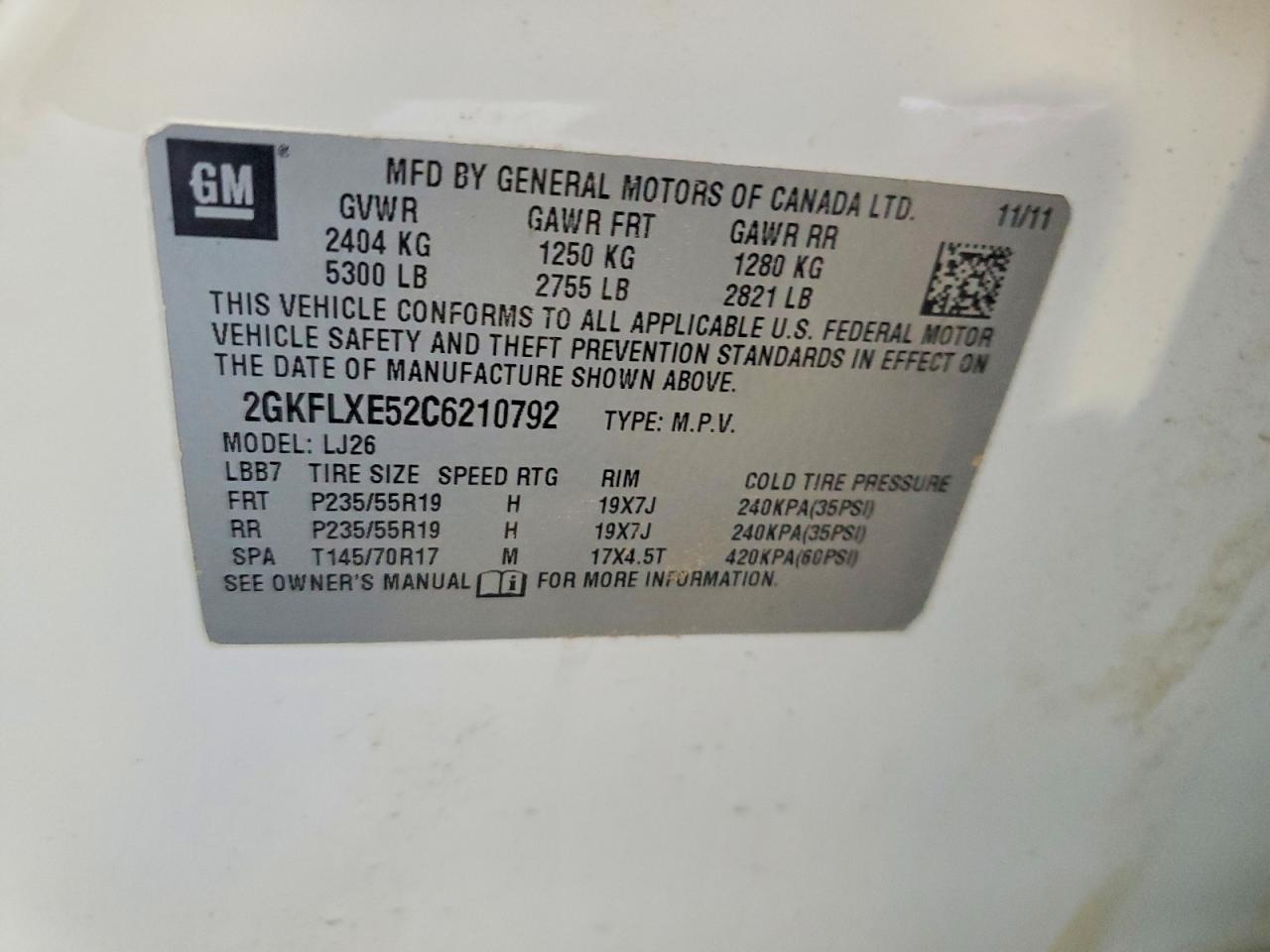 2012 Gmc Terrain Slt White vin: 2GKFLXE52C6210792