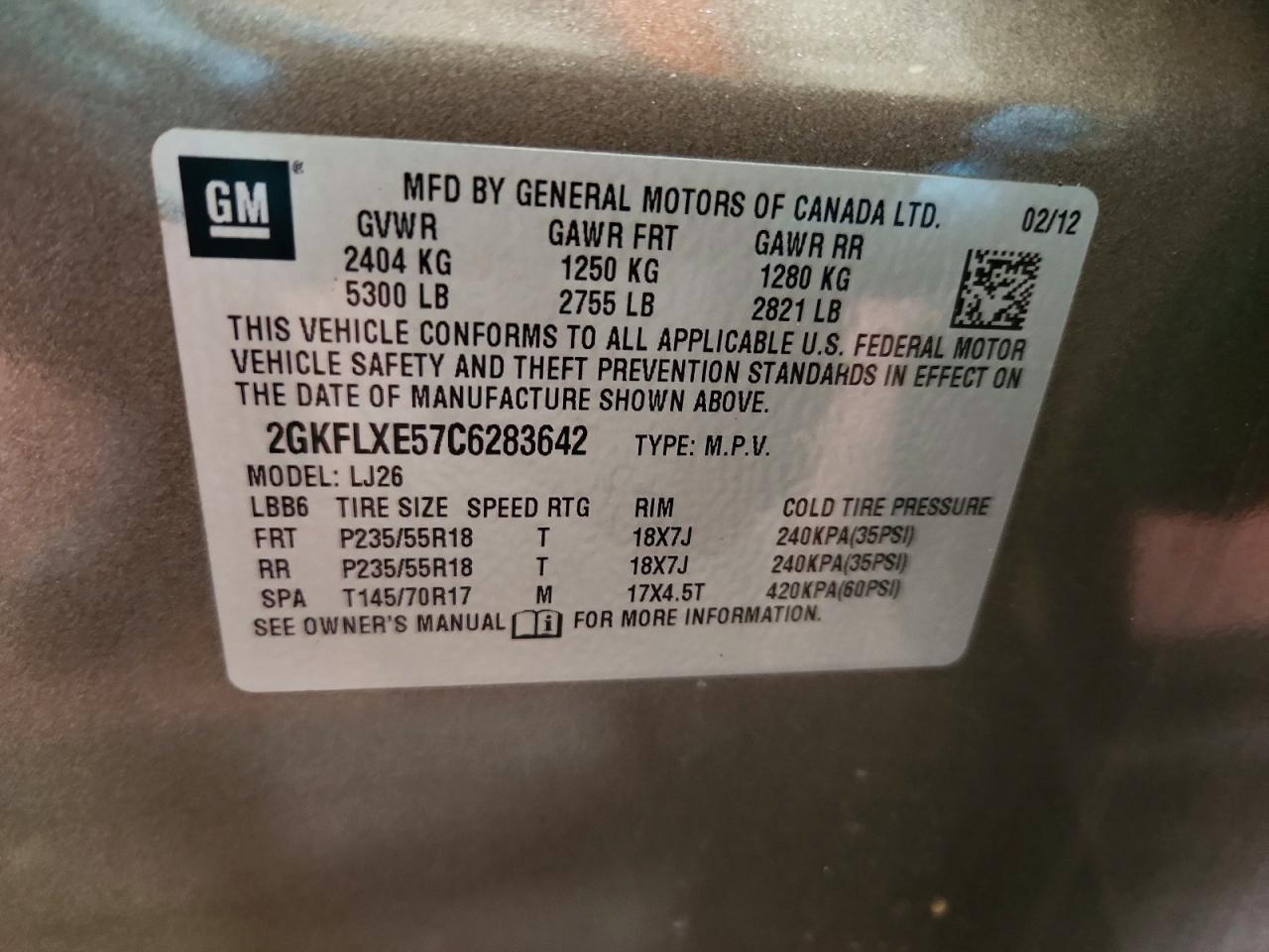 2012 Gmc Terrain Slt Tan vin: 2GKFLXE57C6283642