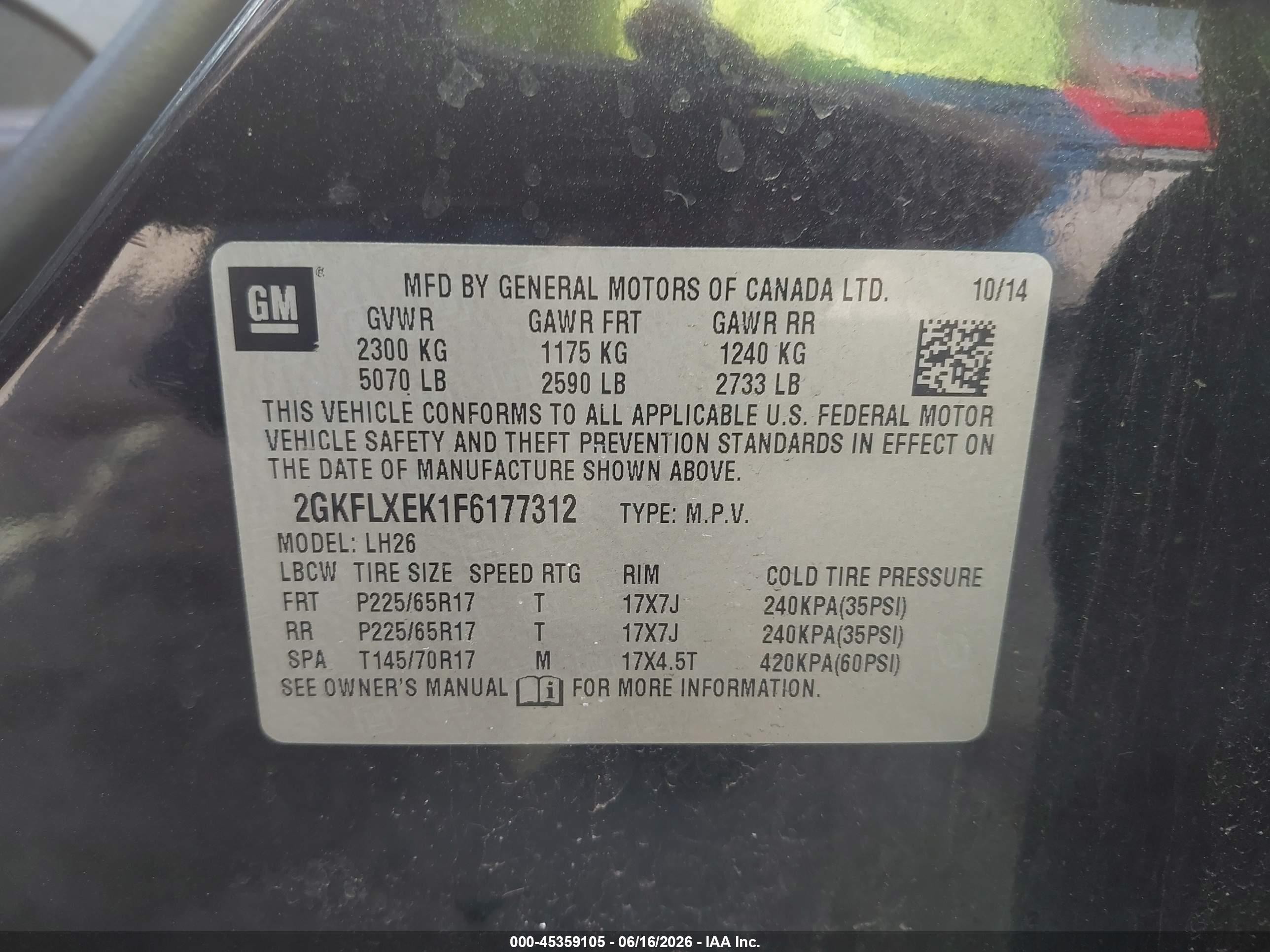 2015 Gmc Terrain Slt-1 Black vin: 2GKFLXEK1F6177312