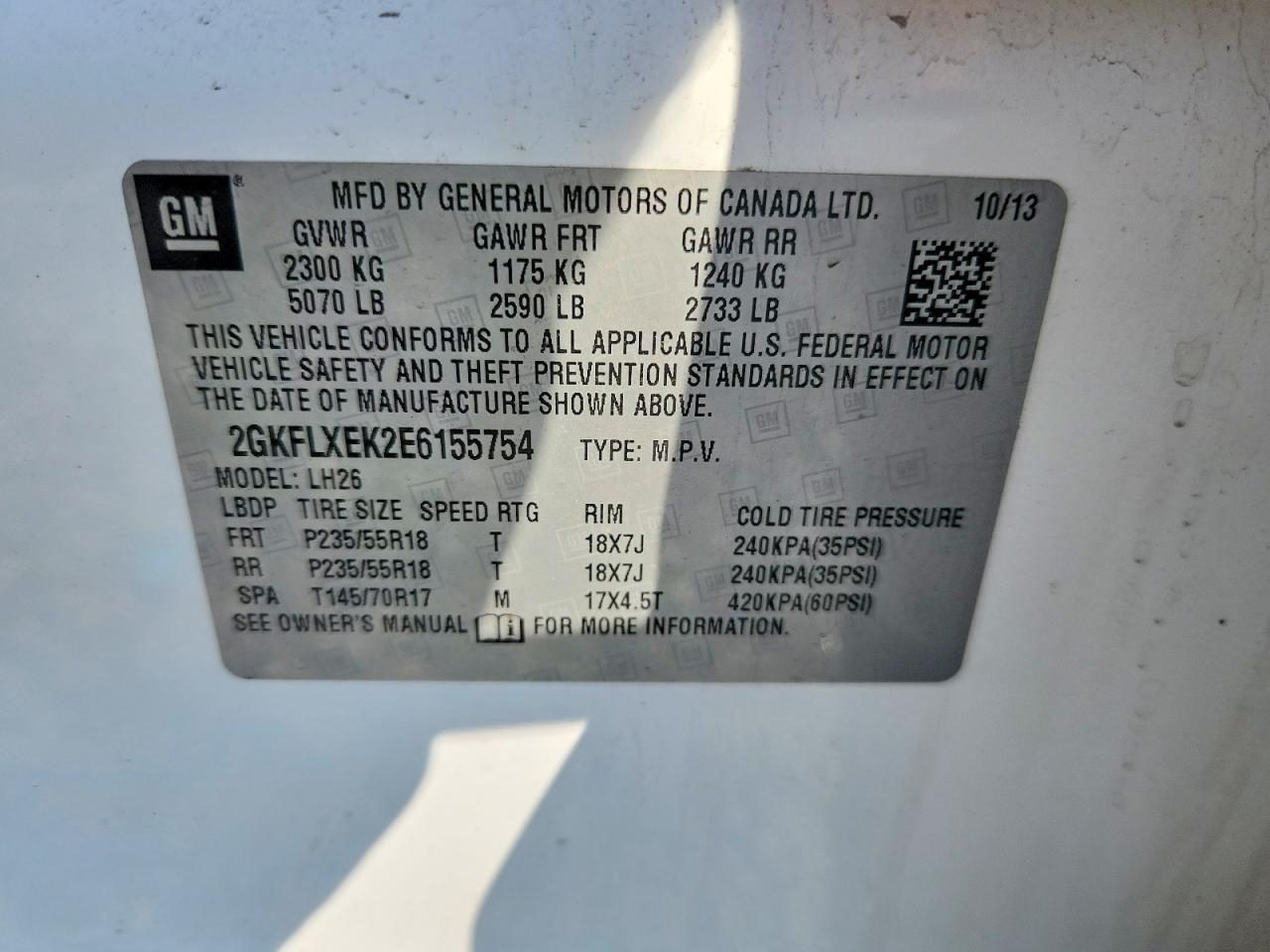 2014 Gmc Terrain Slt White vin: 2GKFLXEK2E6155754