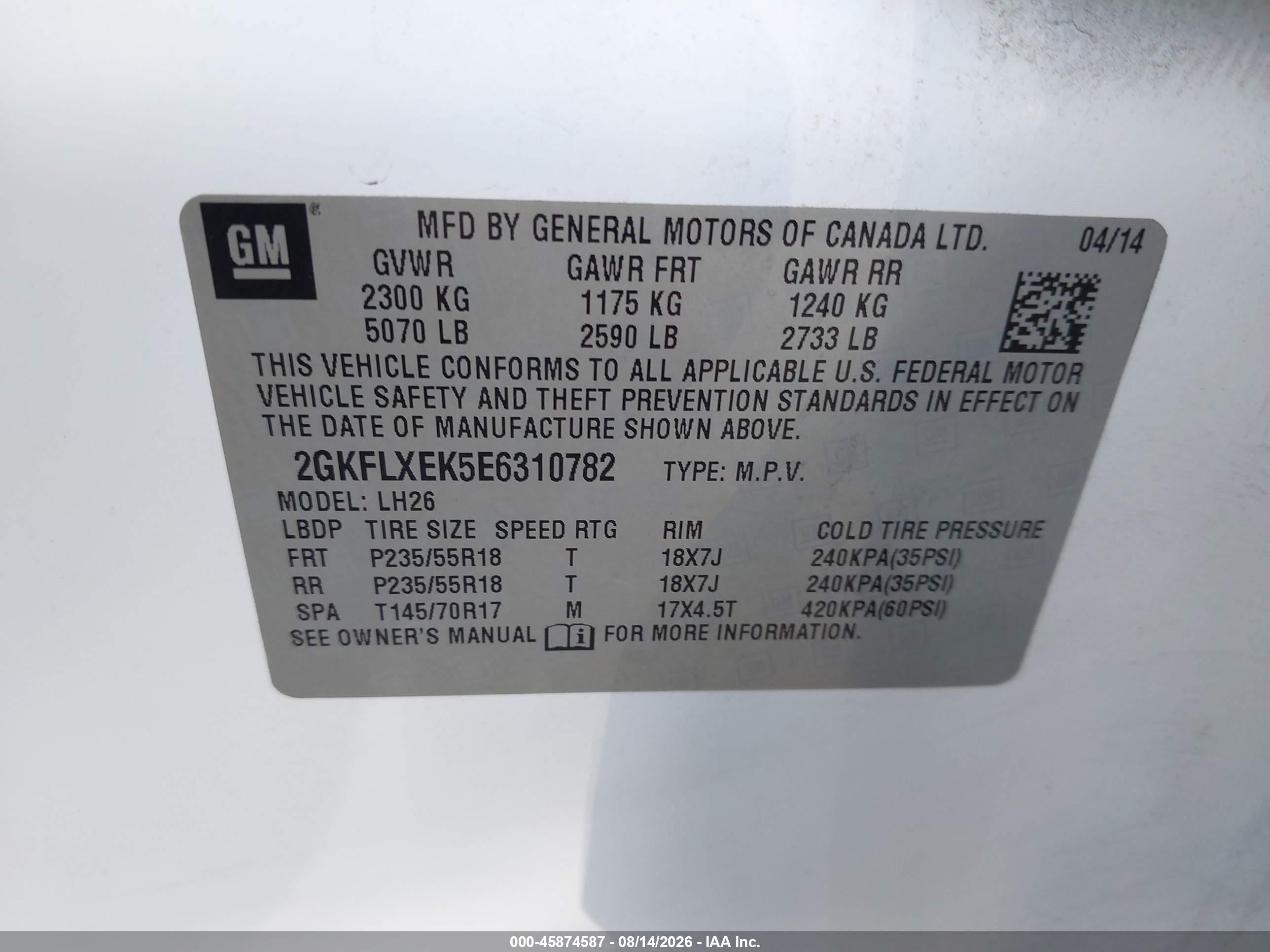 2014 Gmc Terrain Slt-1 White vin: 2GKFLXEK5E6310782