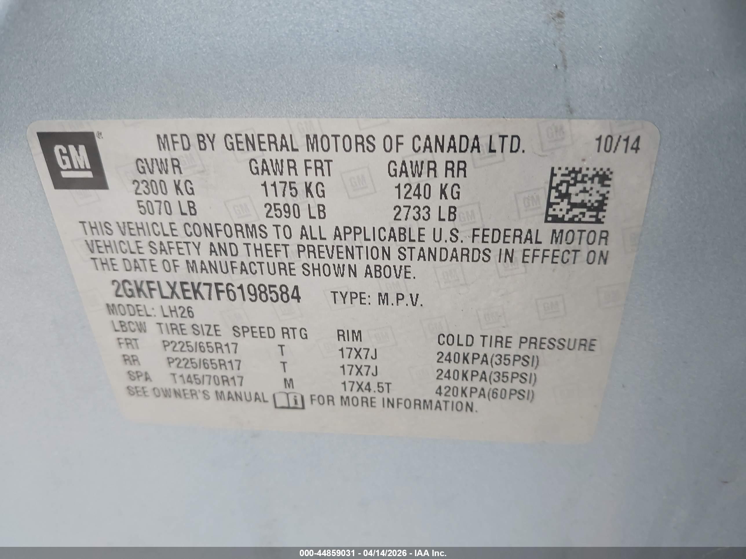 2015 Gmc Terrain Slt-1 Light Blue vin: 2GKFLXEK7F6198584