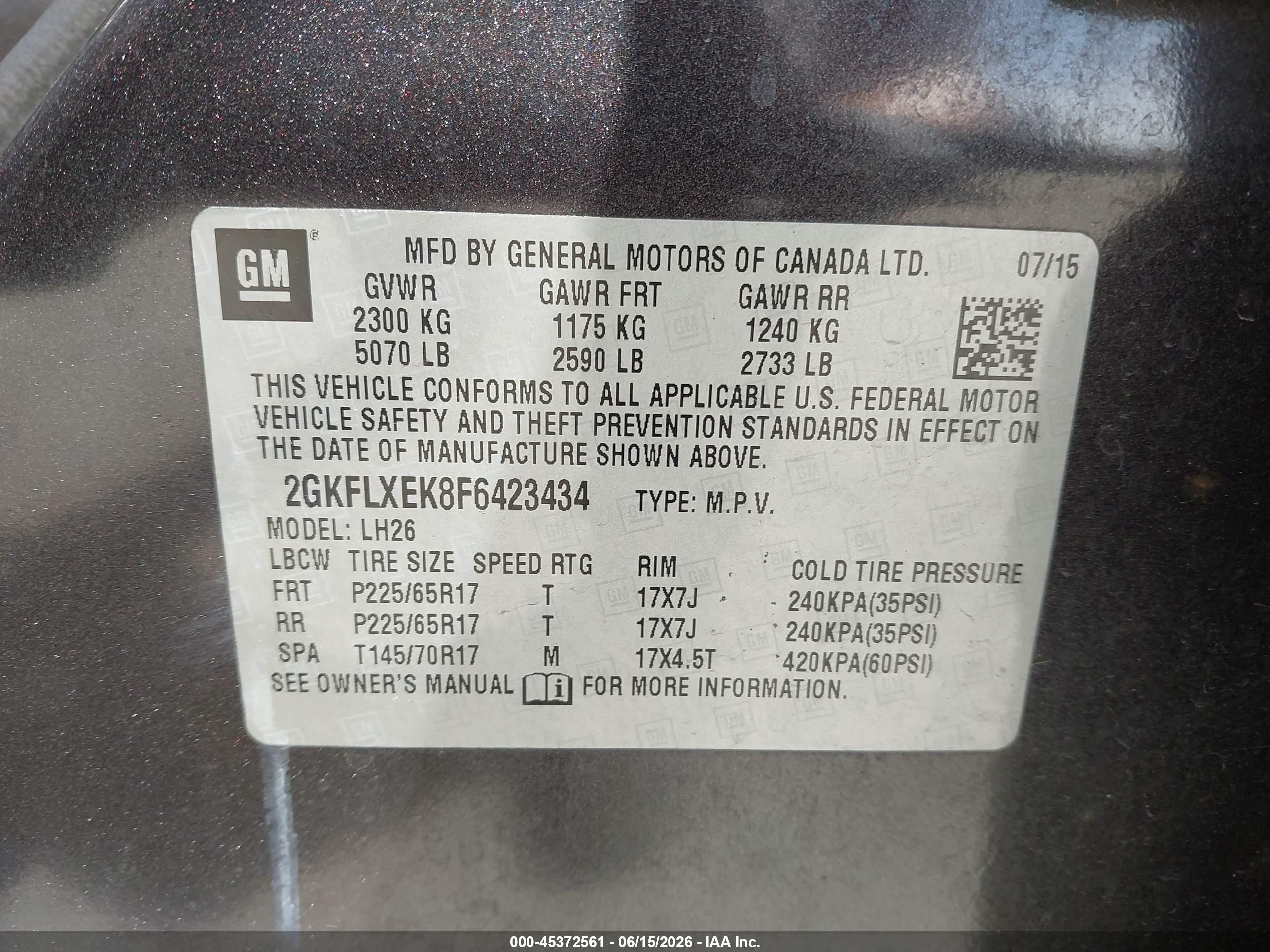 2015 Gmc Terrain Slt-1 Black vin: 2GKFLXEK8F6423434