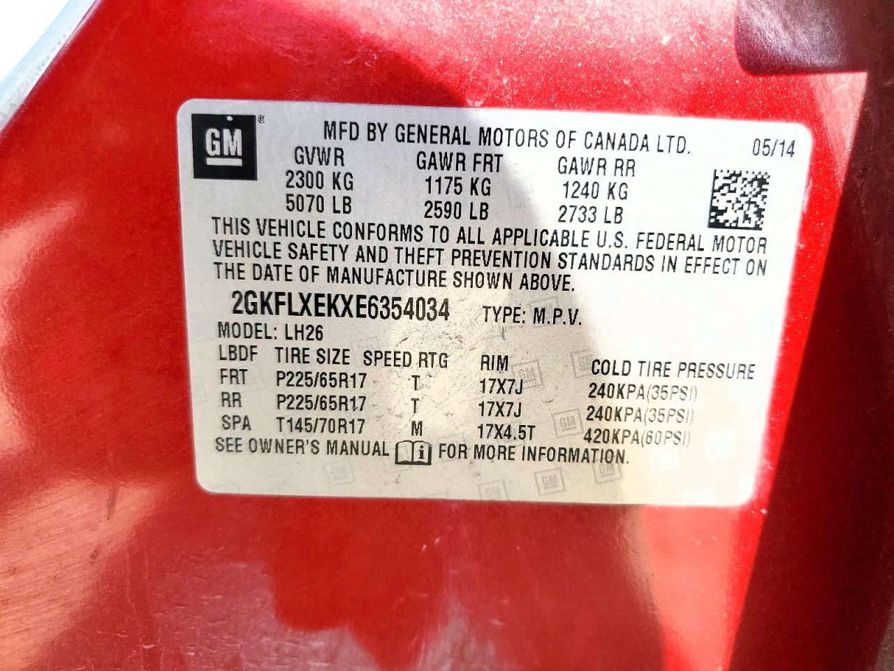 2014 Gmc Terrain Slt Red vin: 2GKFLXEKXE6354034